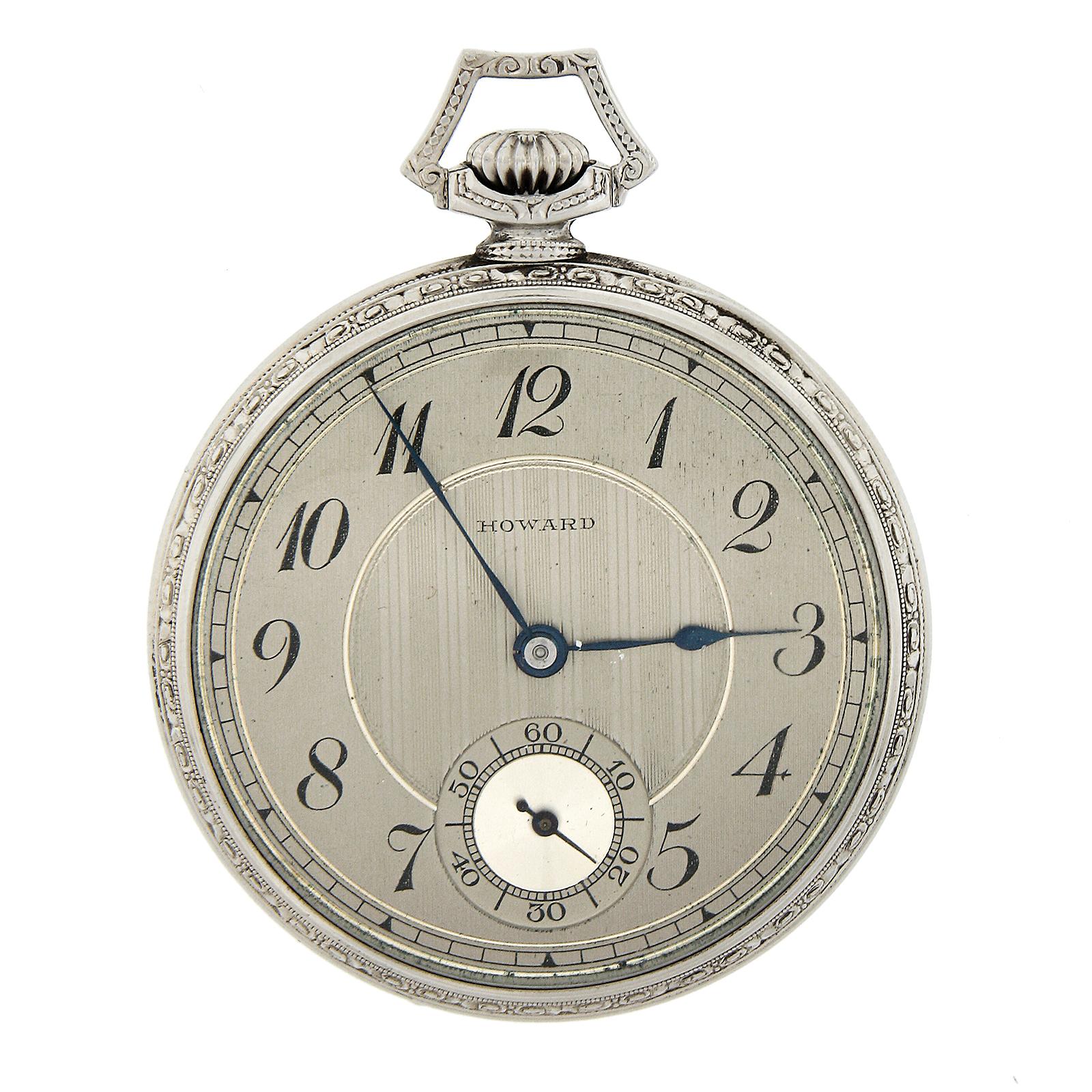 Reloj antiguo E. Howard & Co. Reloj de Bolsillo Serie IV Talla N Oro Blanco 14k Cara Abierta en Excelente estado para la venta en Montclair, NJ