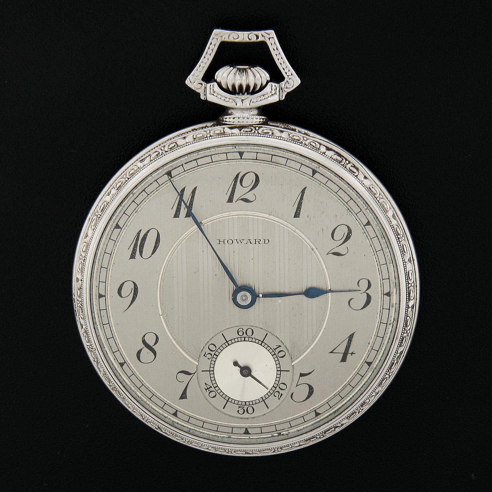 De los hombres Reloj antiguo E. Howard & Co. Reloj de Bolsillo Serie IV Talla N Oro Blanco 14k Cara Abierta en venta