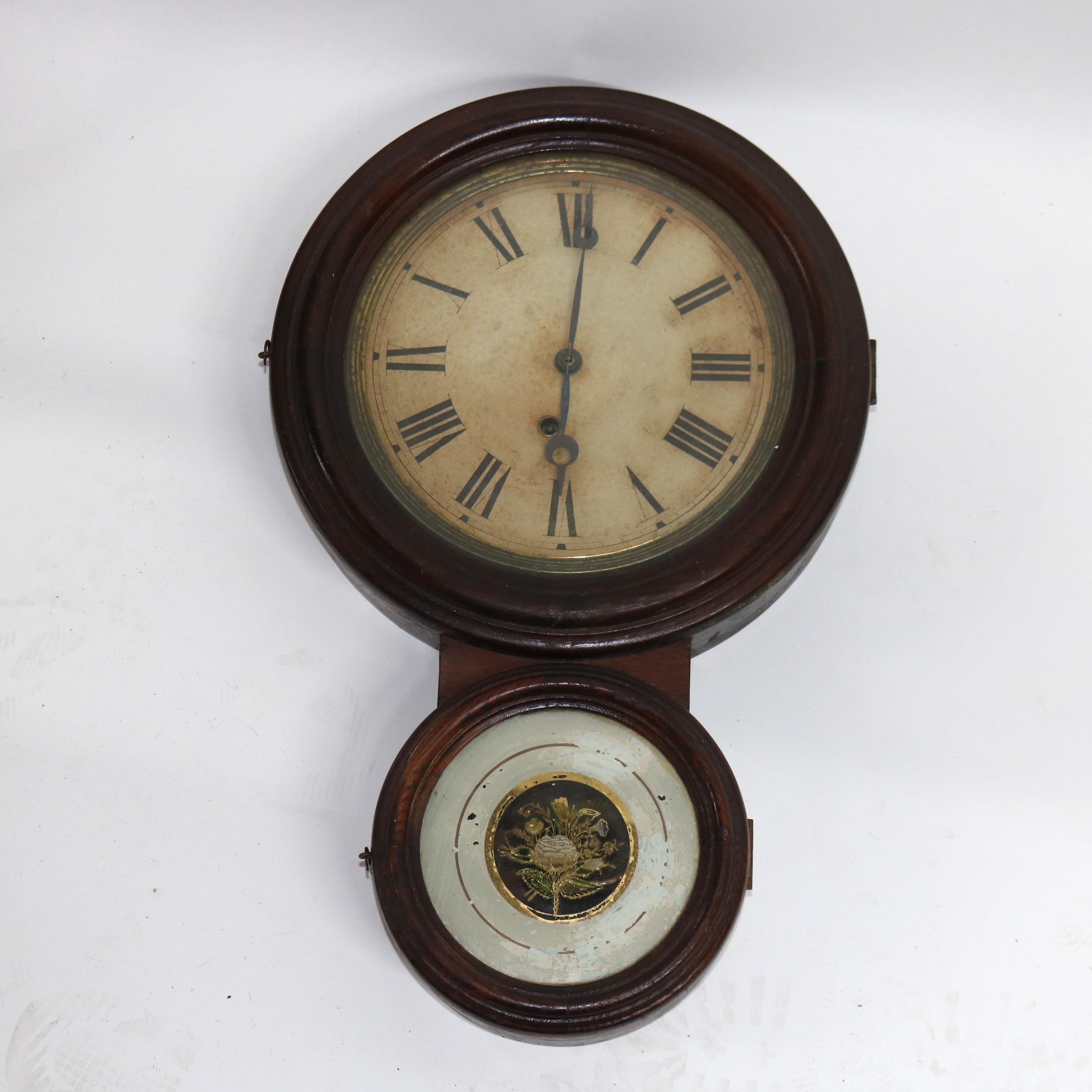 Antike E. Ingraham & Co. Rosenholzfigur Acht-Wanduhr C1881 im Zustand „Gut“ im Angebot in Big Flats, NY