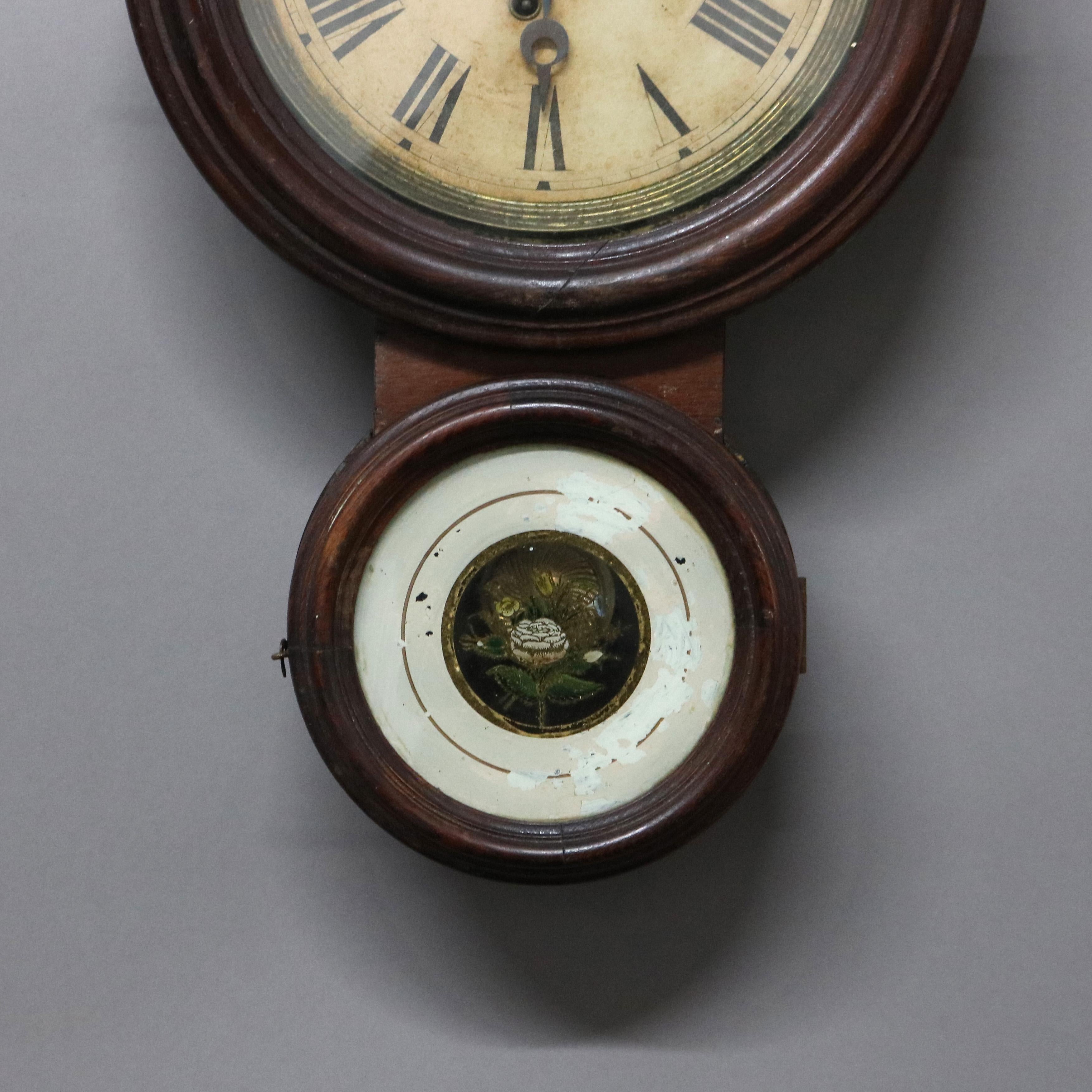 Antike E. Ingraham & Co. Rosenholzfigur Acht-Wanduhr C1881 im Angebot 1