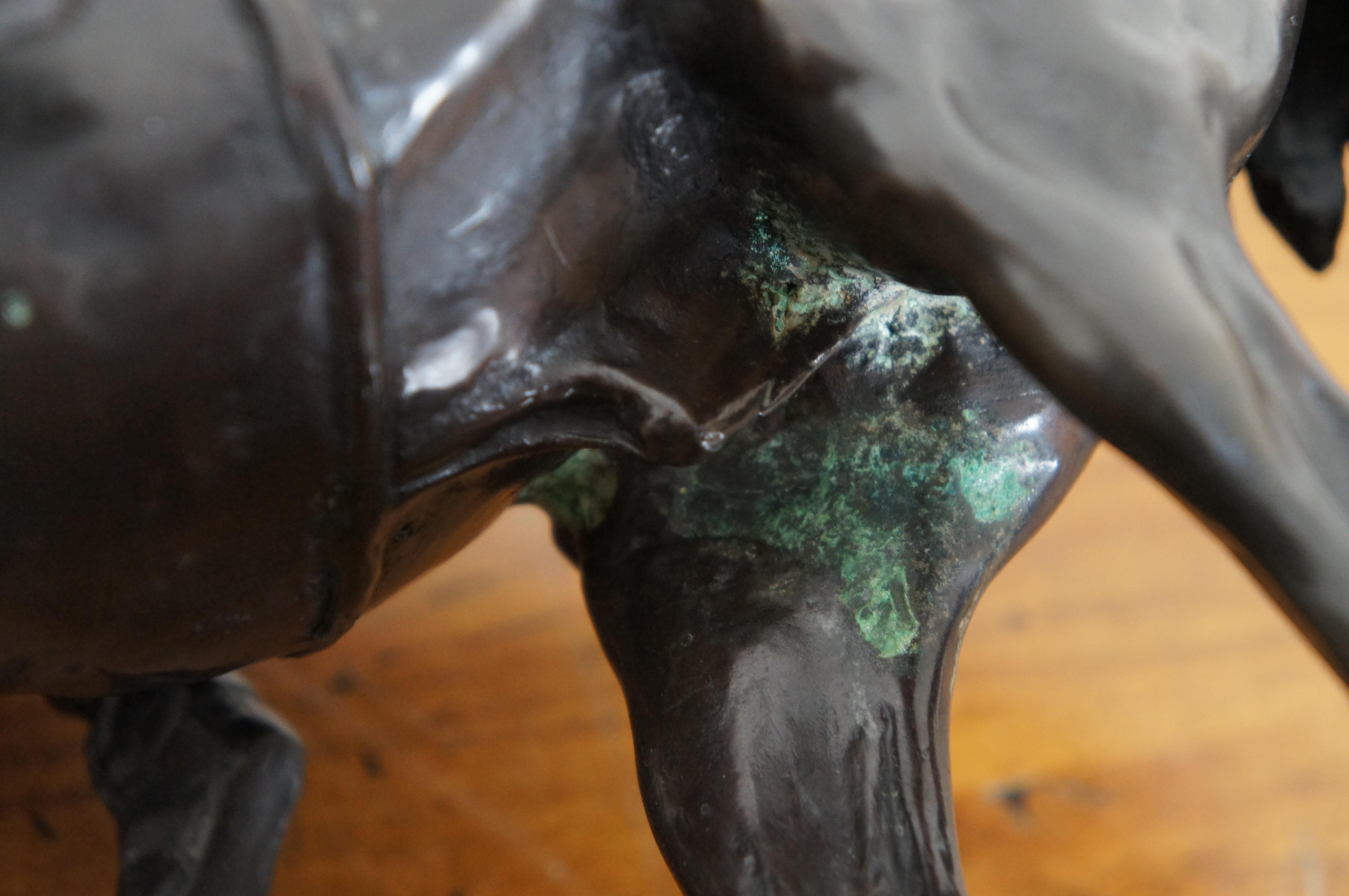 Antique E Lanceray Bronze Sculpture Cossack Farewell Kiss Marble Base 17