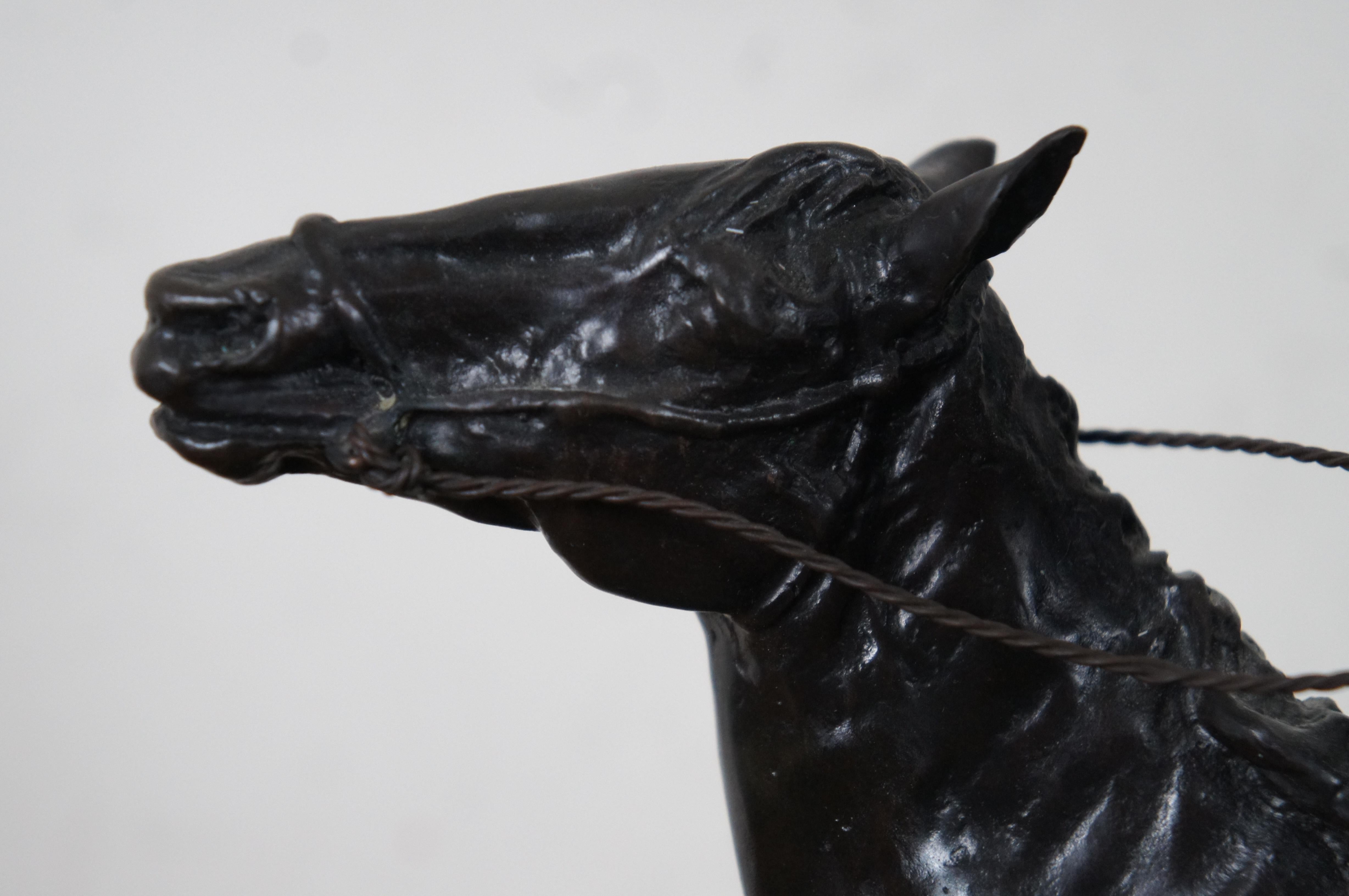 Escultura de Bronce Antiguo E Lanceray Beso de Despedida Cosaco Base de Mármol 17 en venta 2