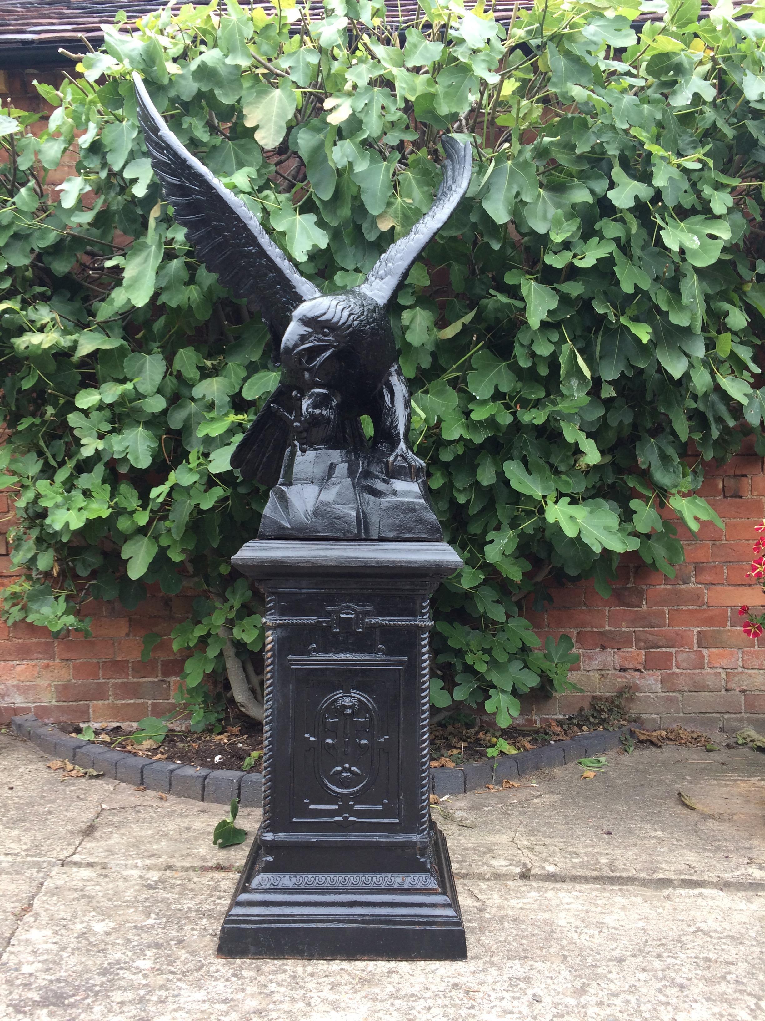 Antique Eagle Cast Iron Garden Pedestal Garden Sculpture Very Large 1