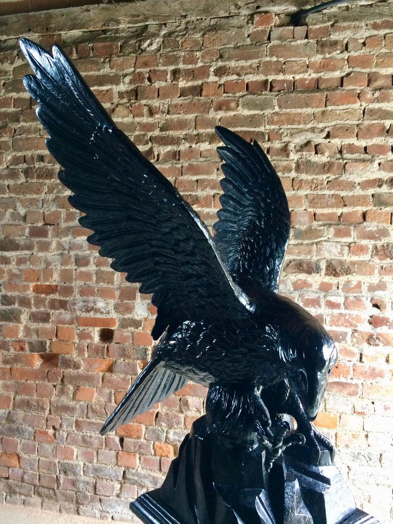 Antique Eagle Cast Iron Garden Pedestal Garden Sculpture Very Large at