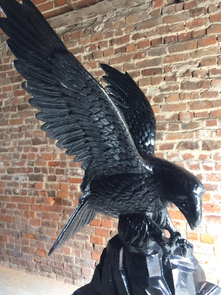 Antique Eagle Cast Iron Garden Pedestal Garden Sculpture Very Large at