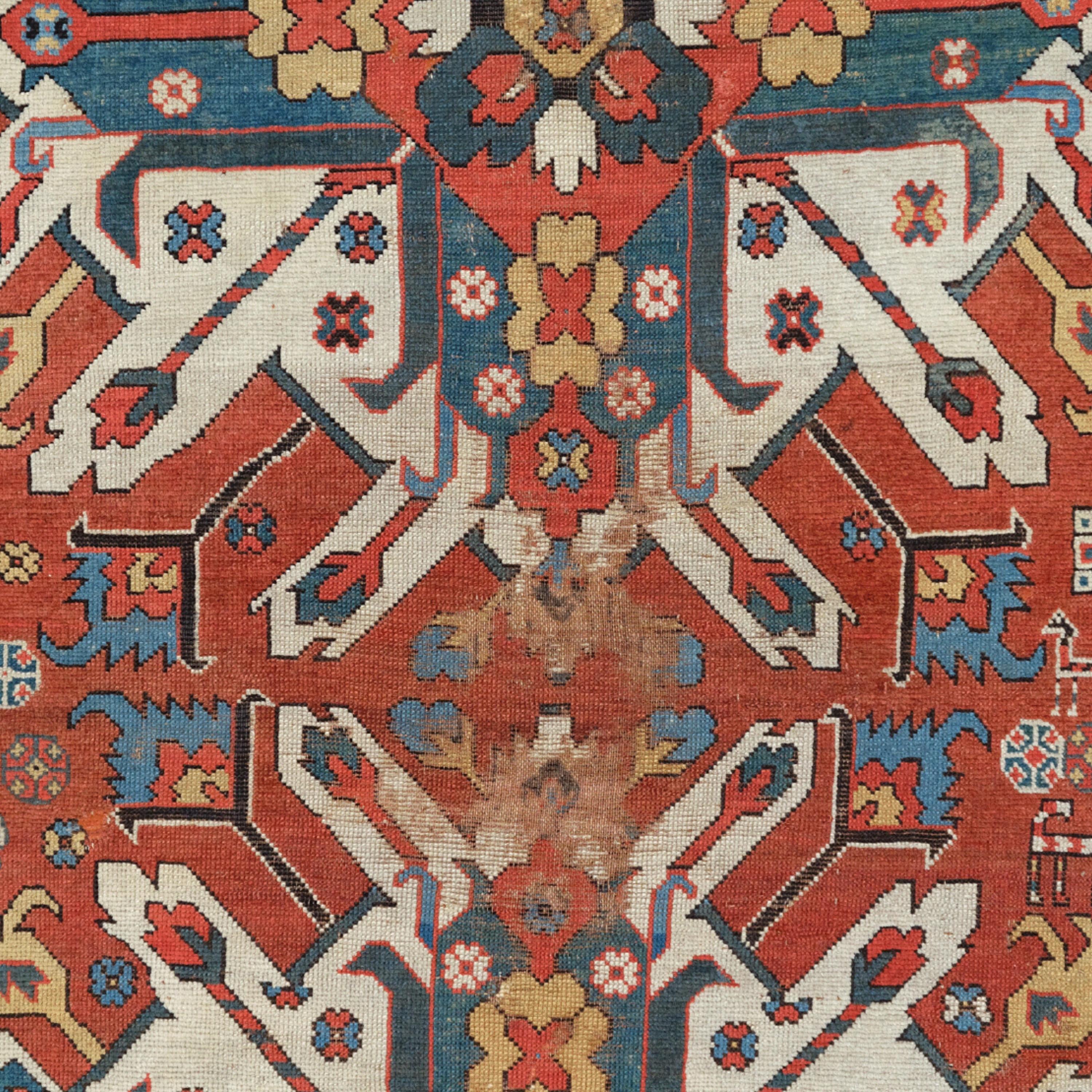Caucasien Tapis Kazak ancien d'aigle - Tapis Kazak du 19ème siècle, tapis ancien en vente