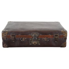 Antike Eagle Lock Co Braunes Leder & Messing Koffer Aktenkoffer Reisegepäck