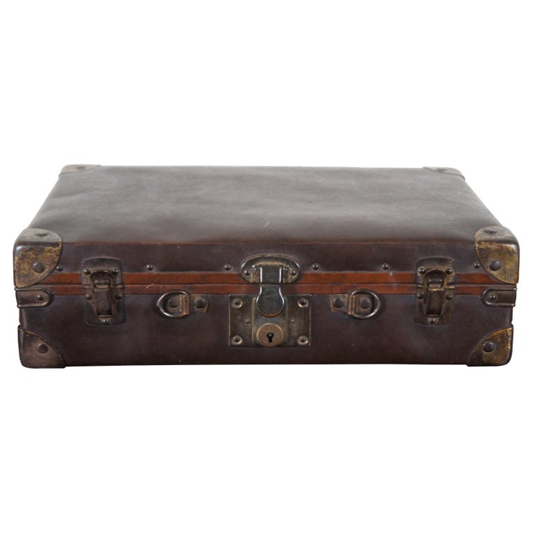 Vintage Suitcase Trunk Train Case Leather Suitcases Retro Antique