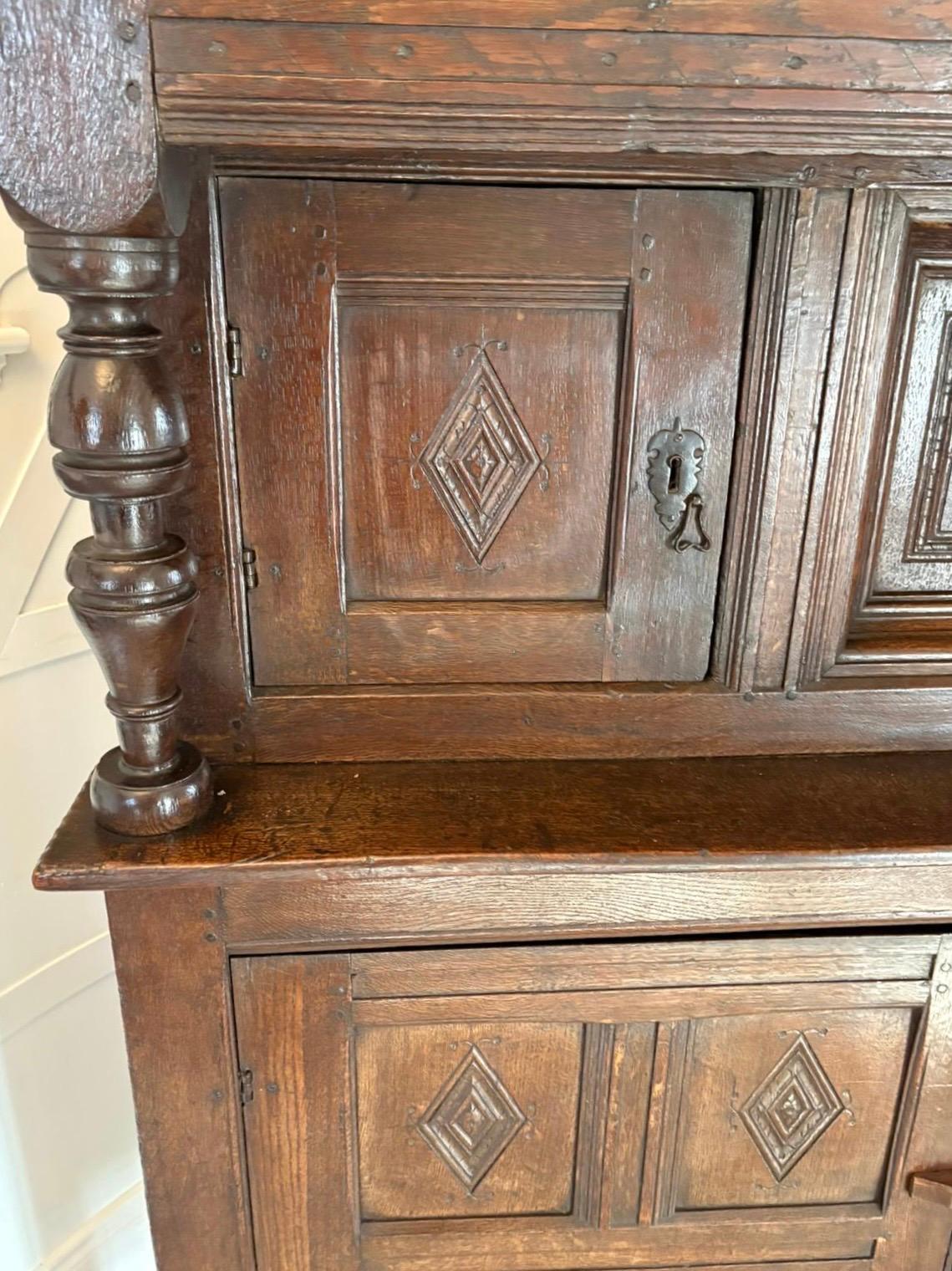 Antique Early 17th Century Original Quality Oak Court Cupboard 8