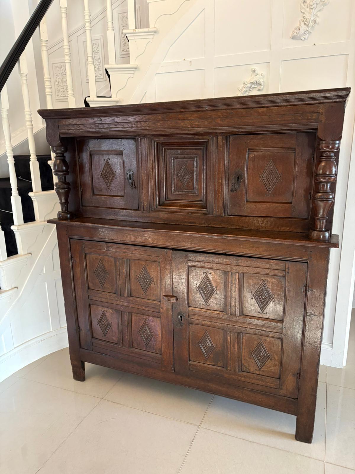 Antique Early 17th Century Original Quality Oak Court Cupboard 9