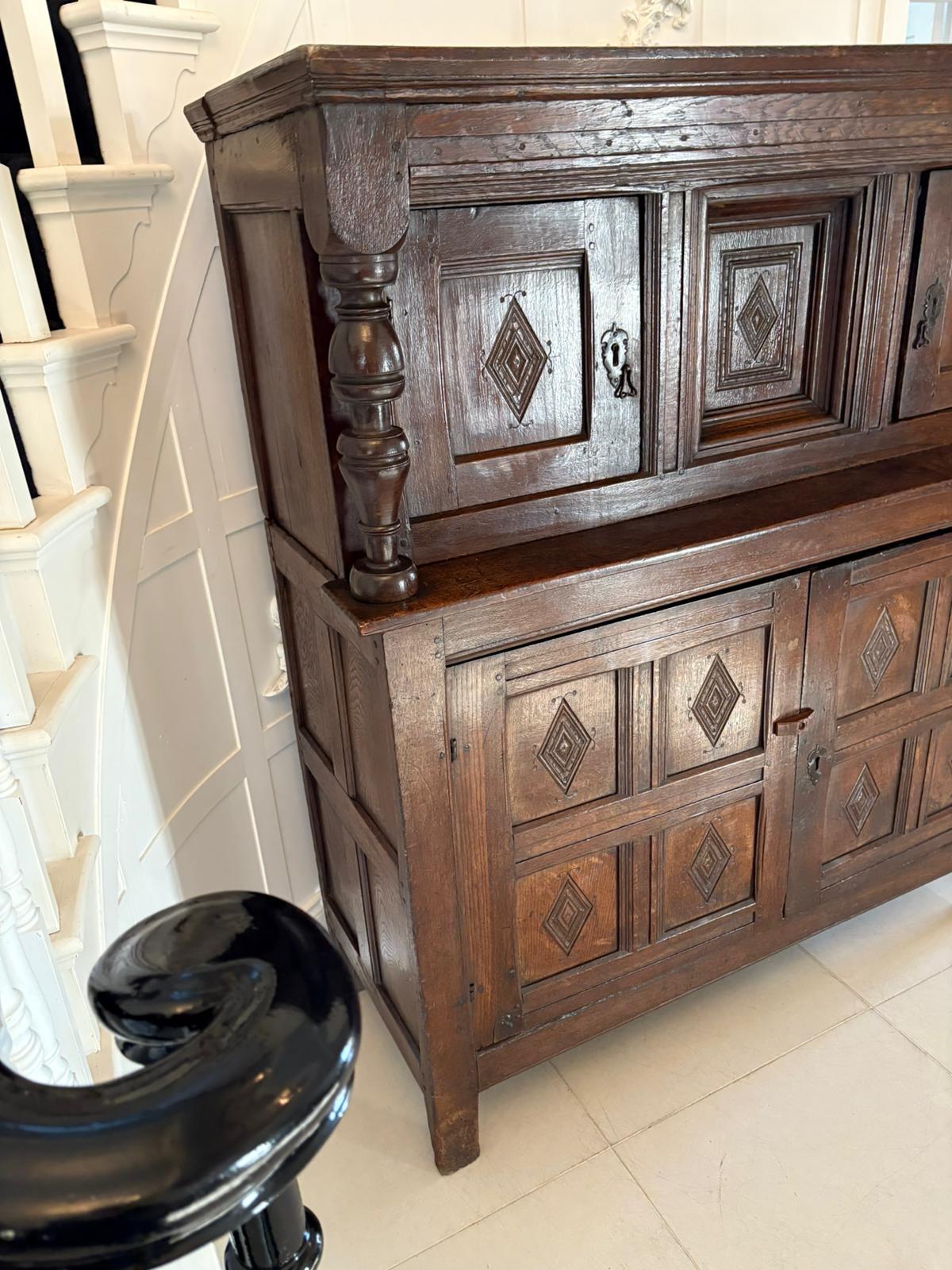 Antique Early 17th Century Original Quality Oak Court Cupboard 10