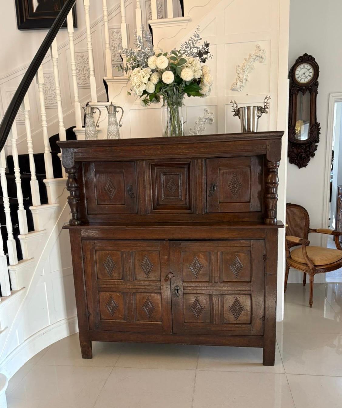 Antique Early 17th Century Original Quality Oak Court Cupboard 1