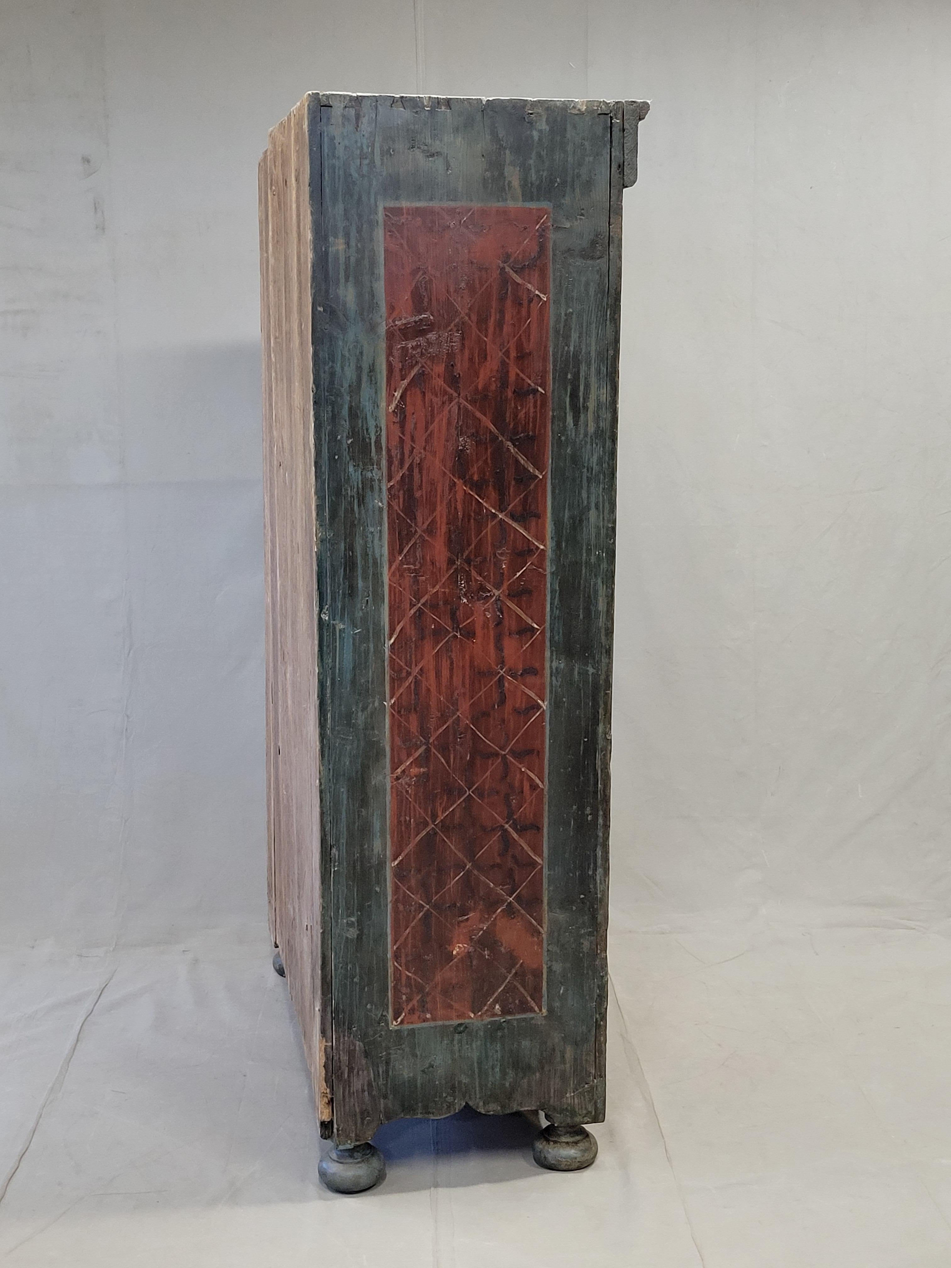 Antique Early 1800s Eastern European Pine Wardrobe Armoire With Original Paint 3