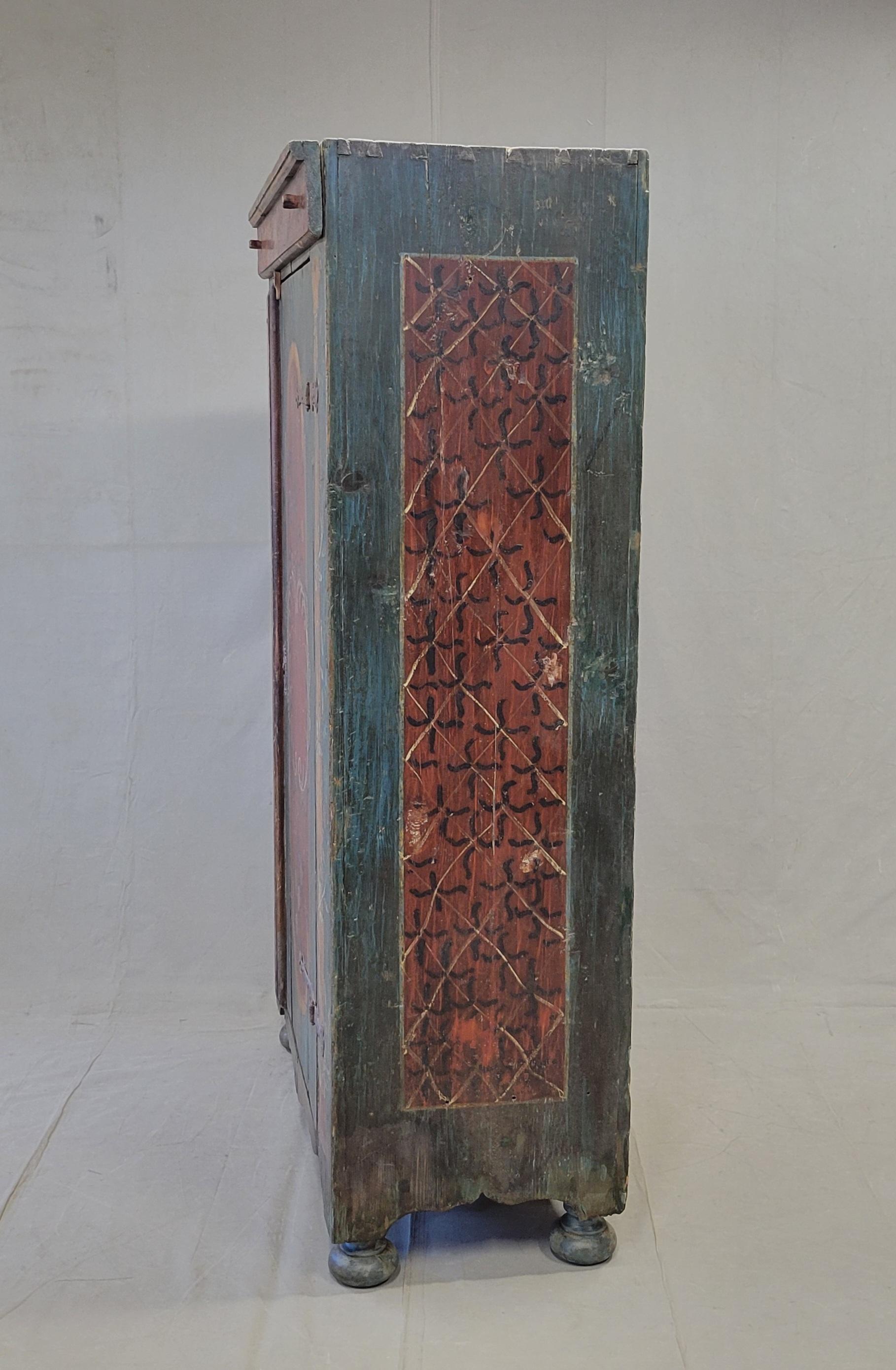 Antique Early 1800s Eastern European Pine Wardrobe Armoire With Original Paint 4