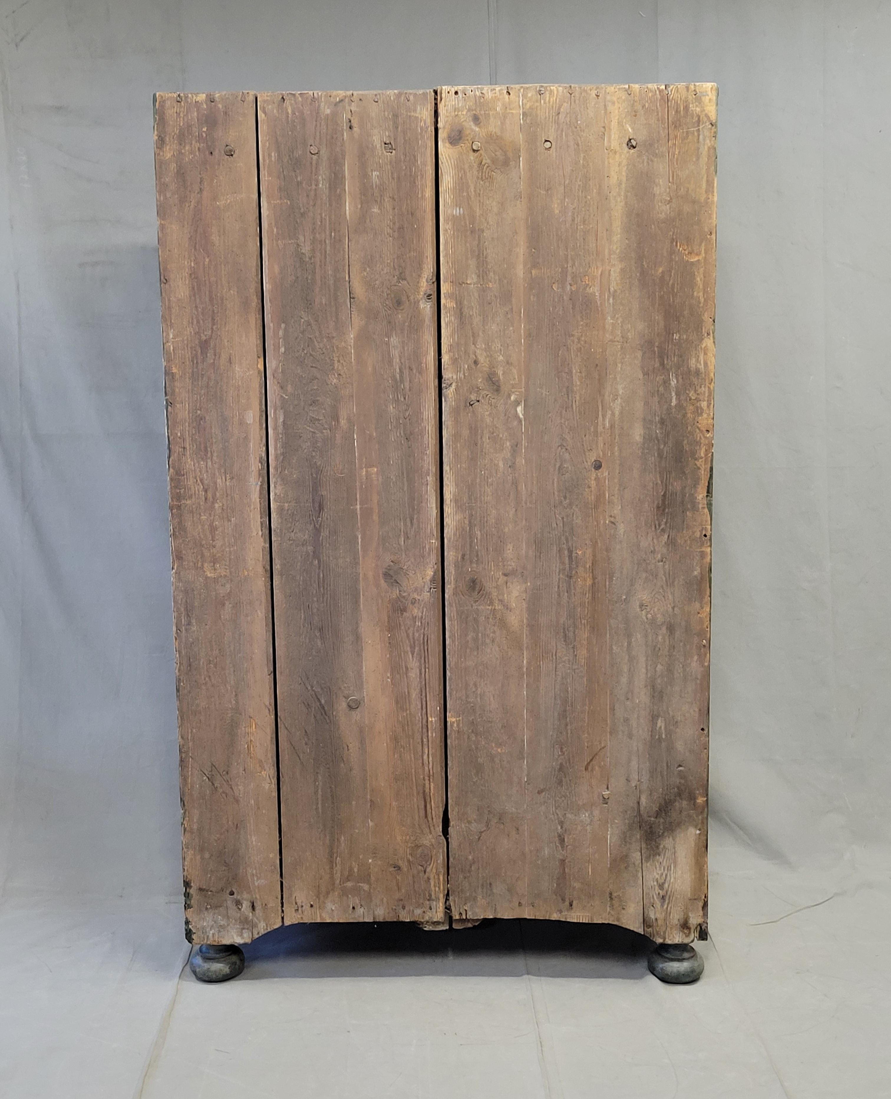 Antique Early 1800s Eastern European Pine Wardrobe Armoire With Original Paint 5