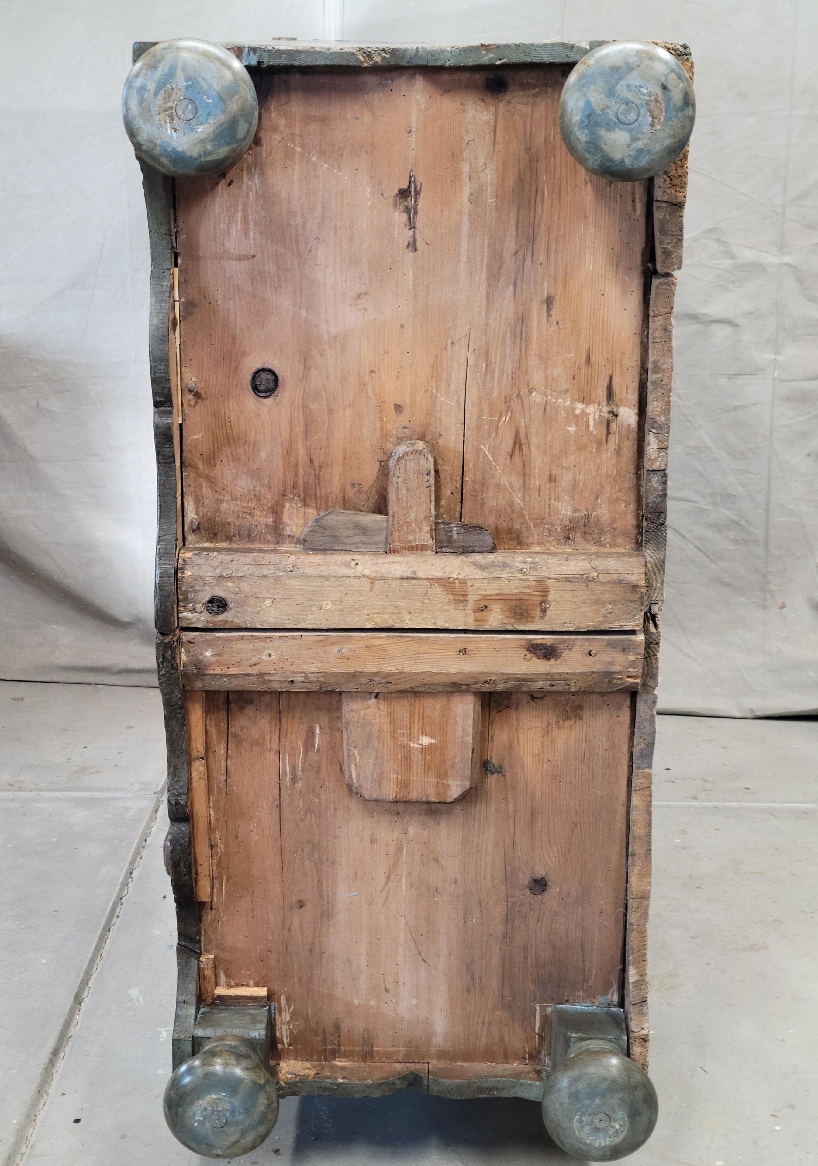 Antique Early 1800s Eastern European Pine Wardrobe Armoire With Original Paint 6