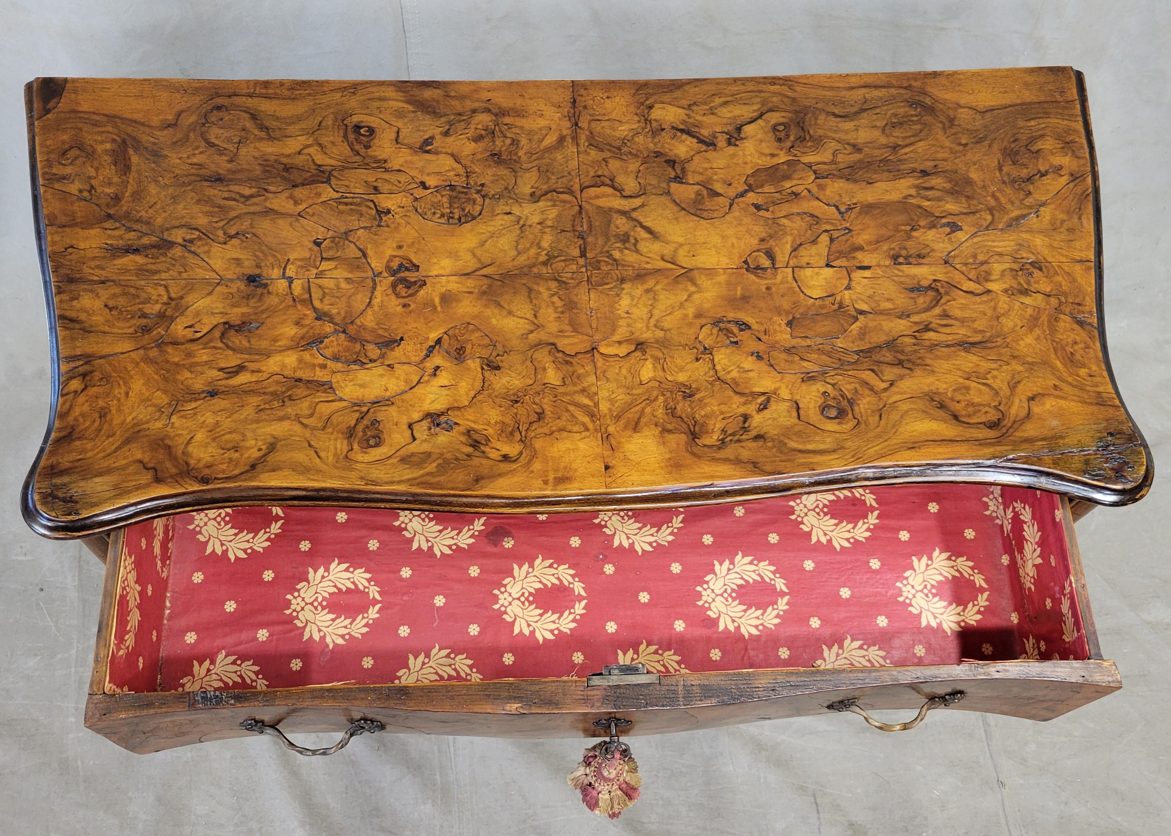 Hand-Crafted Antique Early 1800s French Burl Walnut Commode Sold by B. Altman & Co. New York