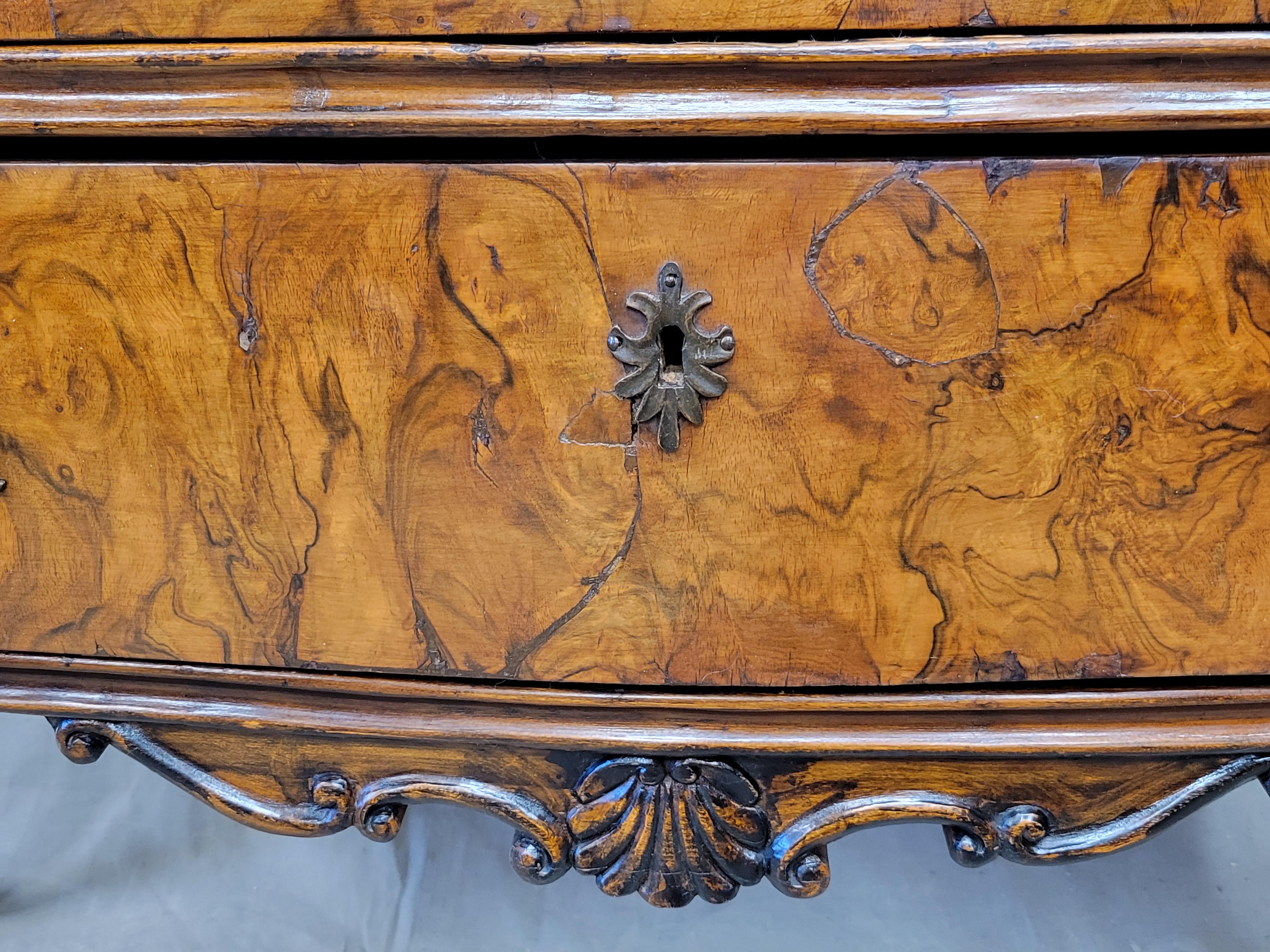 Antique Early 1800s French Burl Walnut Commode Sold by B. Altman & Co. New York 1