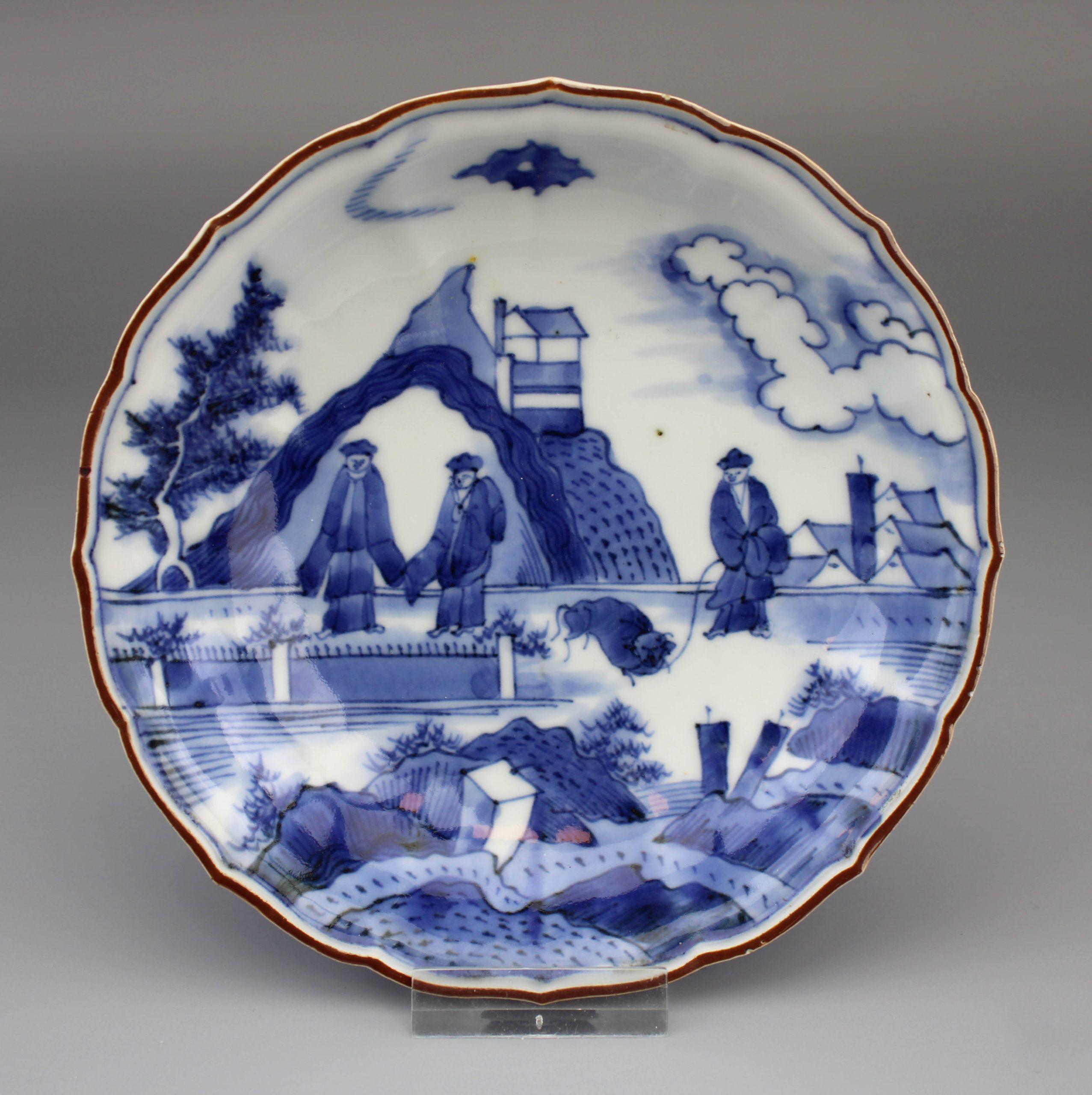 Antique early 18C Edo Kakiemon Arita porcelain plate Scheveningen/Deshima 1