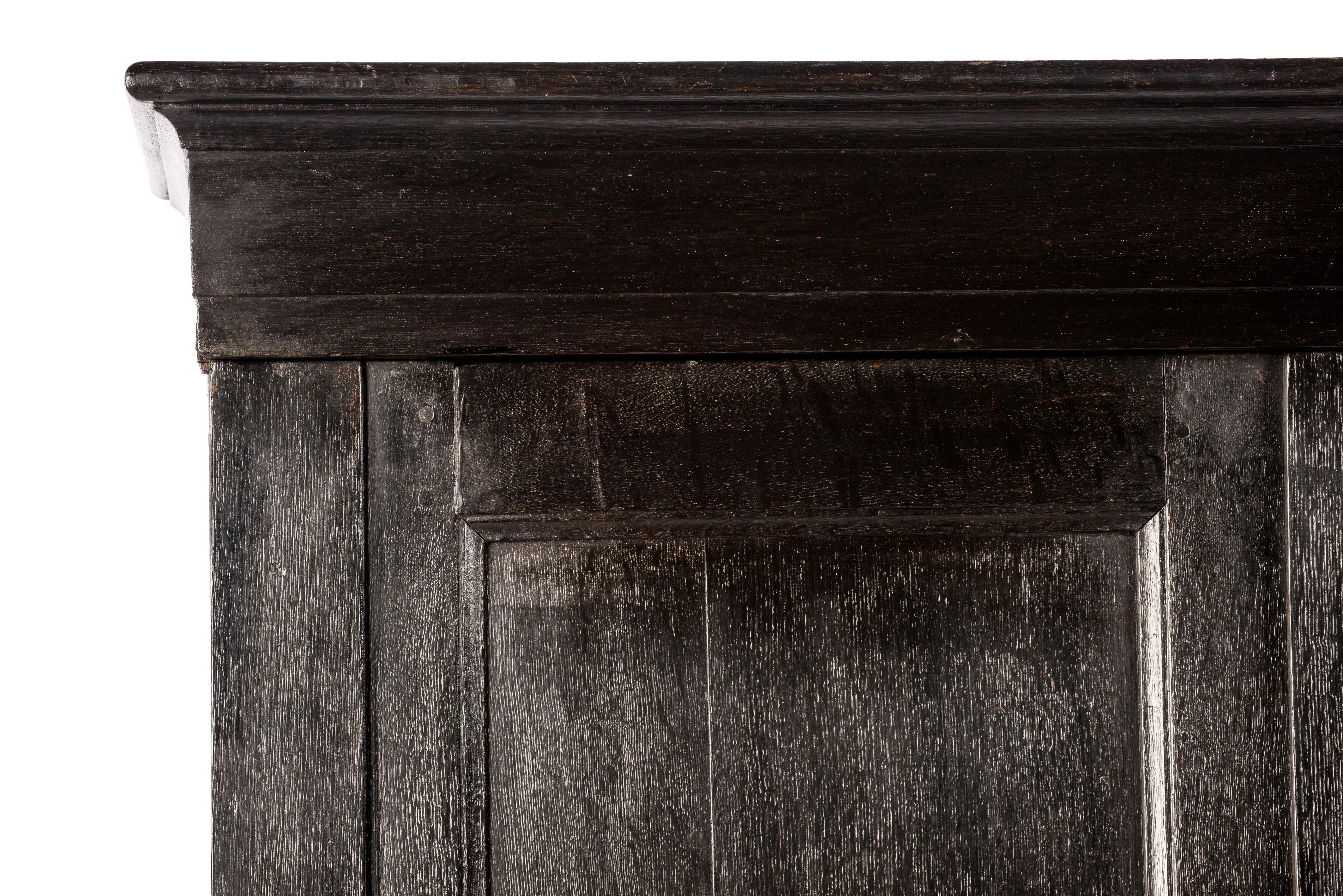 Antique Early 18th Century Dutch Black Oak Renaissance Two-Door Cabinet 7