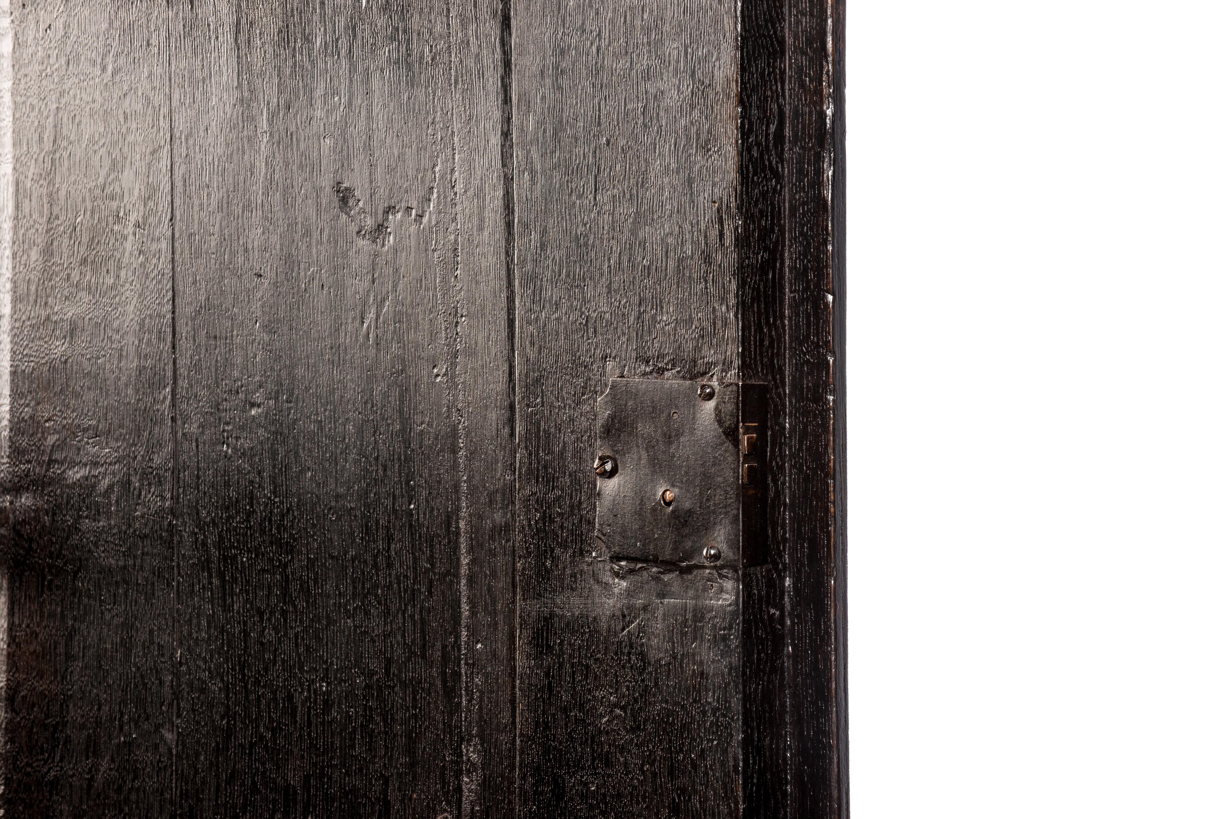 Antique Early 18th Century Dutch Black Oak Renaissance Two-Door Cabinet 9