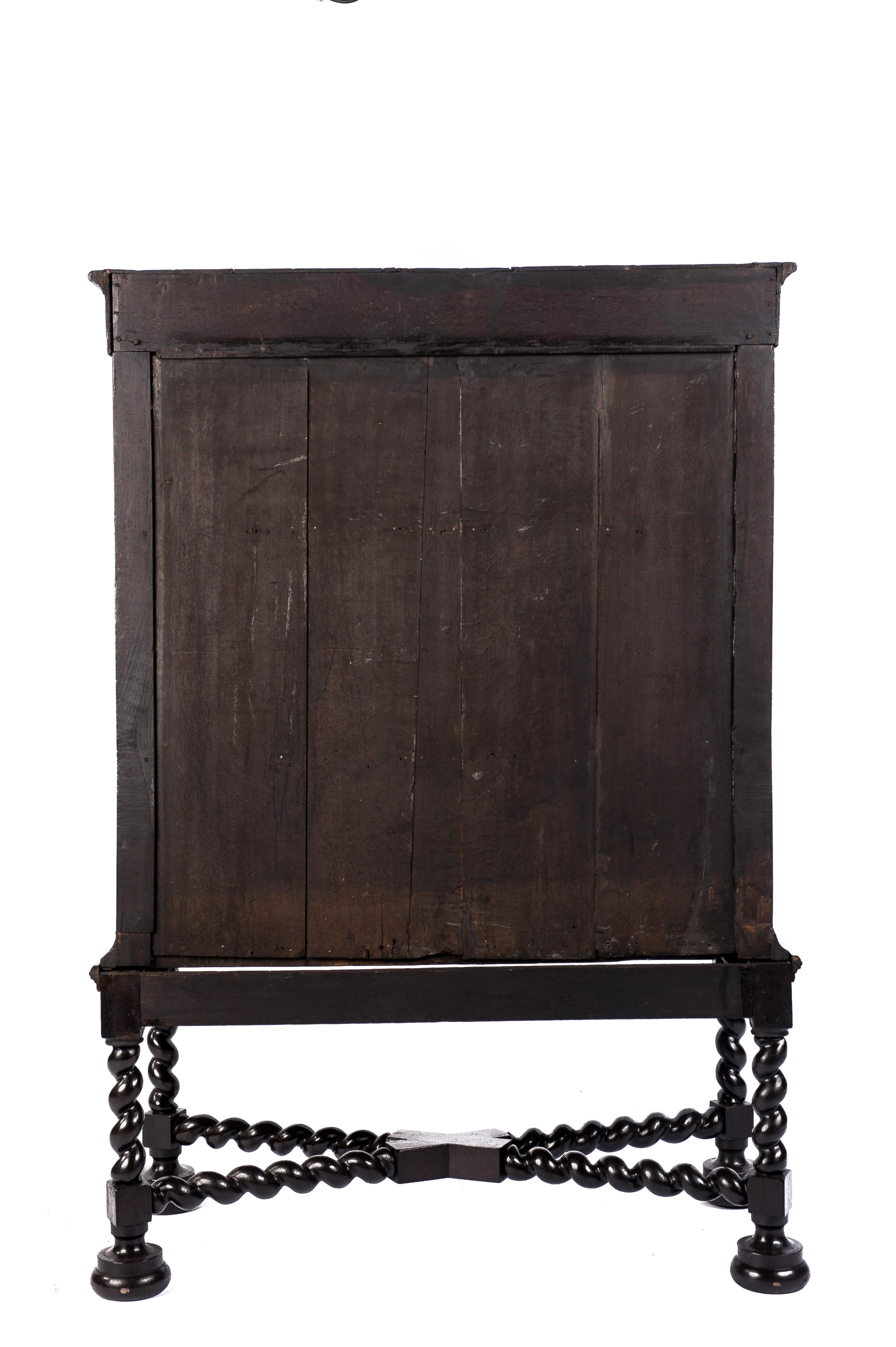 Antique Early 18th Century Dutch Black Oak Renaissance Two-Door Cabinet 10