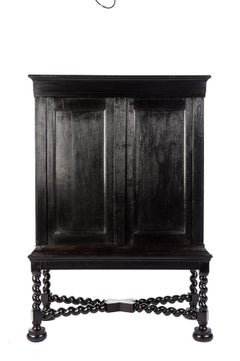 Antique Early 18th Century Dutch Black Oak Renaissance Two-Door Cabinet For  Sale at 1stDibs