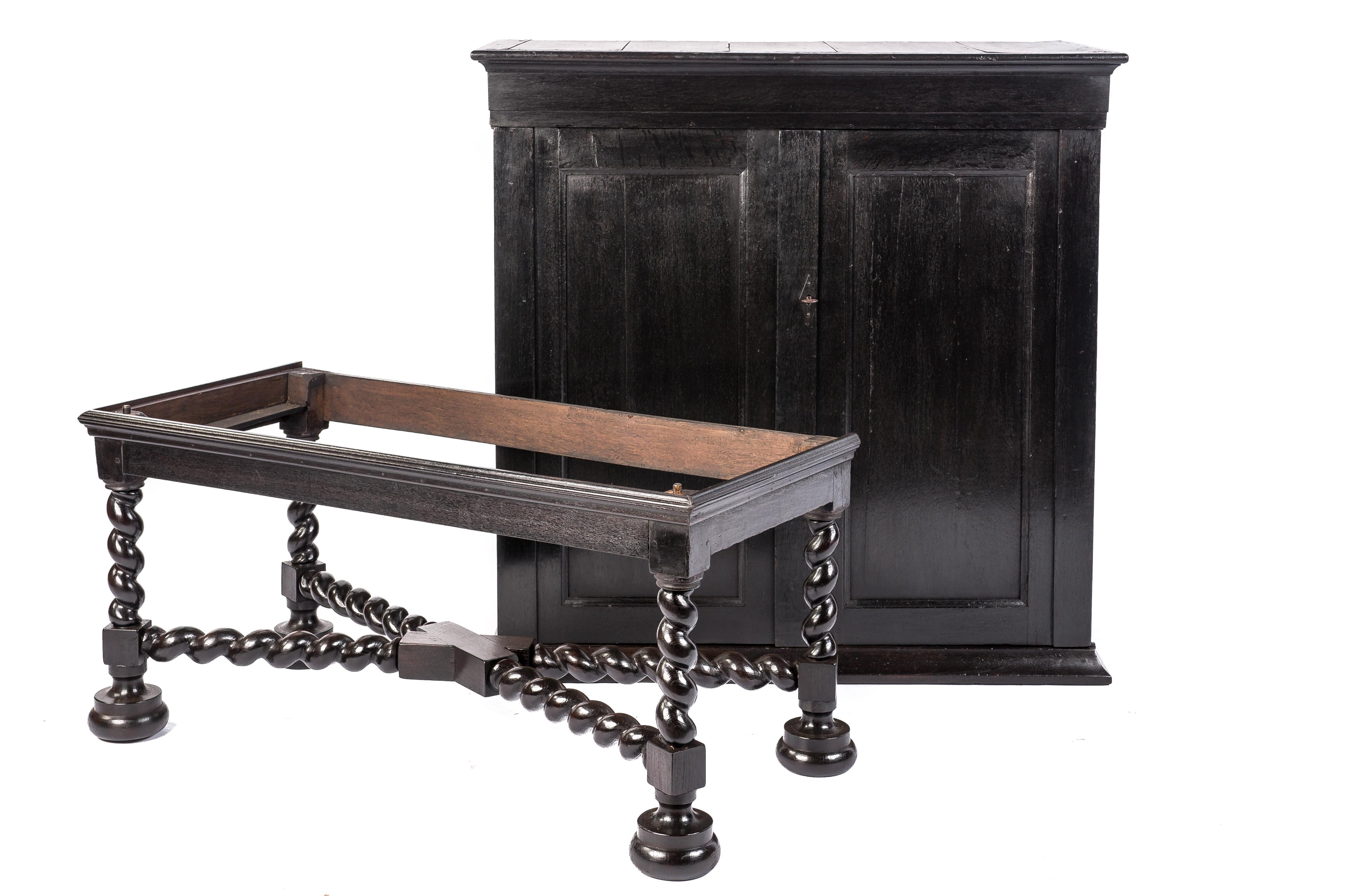 Antique Early 18th Century Dutch Black Oak Renaissance Two-Door Cabinet 2