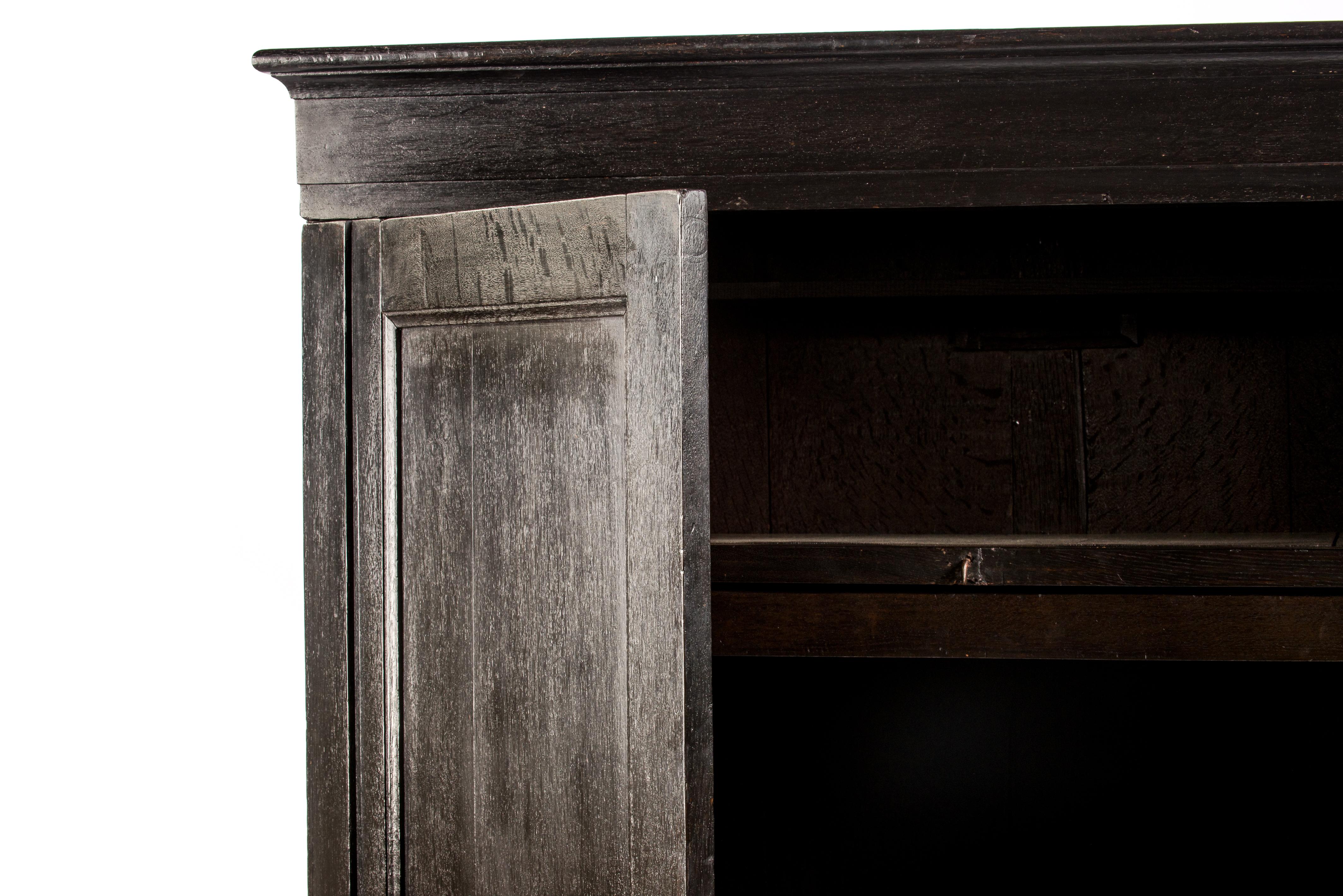 Antique Early 18th Century Dutch Black Oak Renaissance Two-Door Cabinet 4