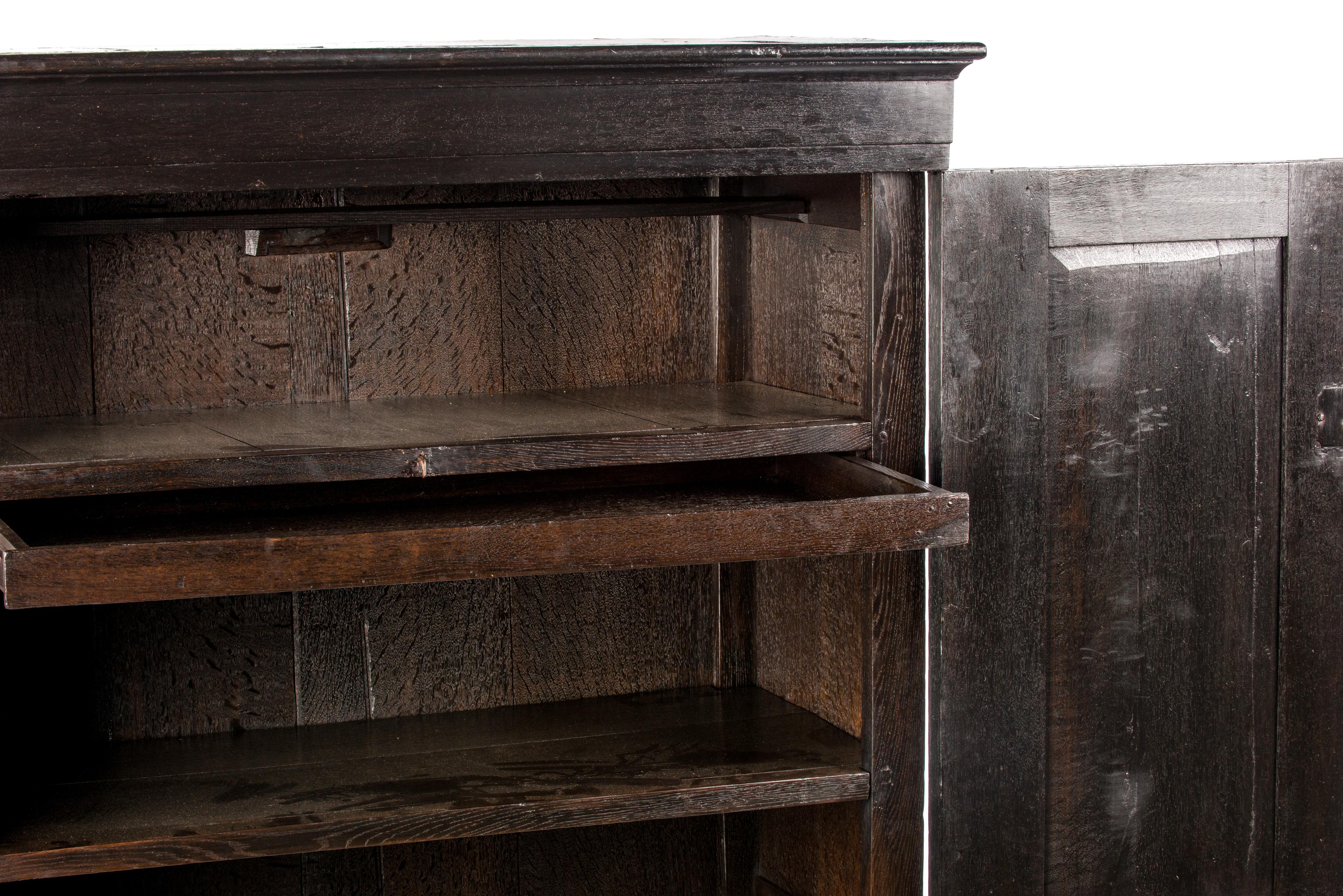 Antique Early 18th Century Dutch Black Oak Renaissance Two-Door Cabinet 5