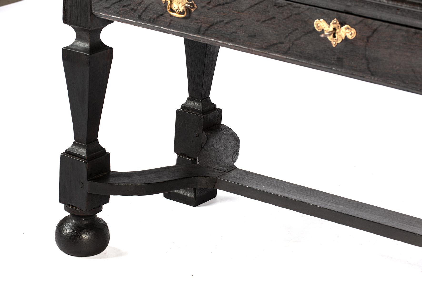 Antique early 18th century Dutch blacked oak two door table cabinet for TV For Sale 6