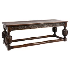 antique early 18th century English Elizabethan Renaissance Long Carved Oak Table