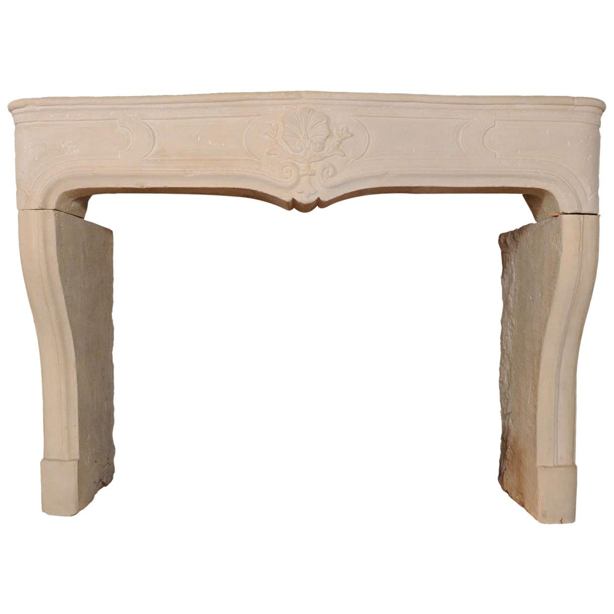 Antique Early 18th Century French Baroque Limestone Fireplace / Mantel Piece For Sale