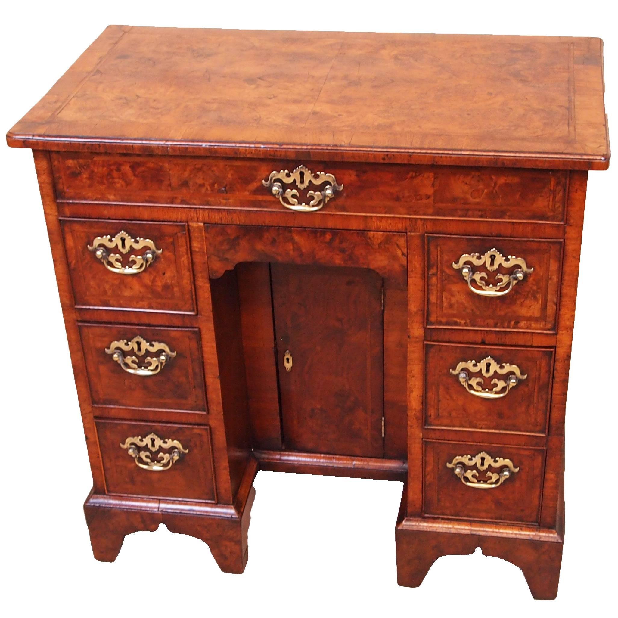 Antique Early 18th Century Walnut Kneehole Desk