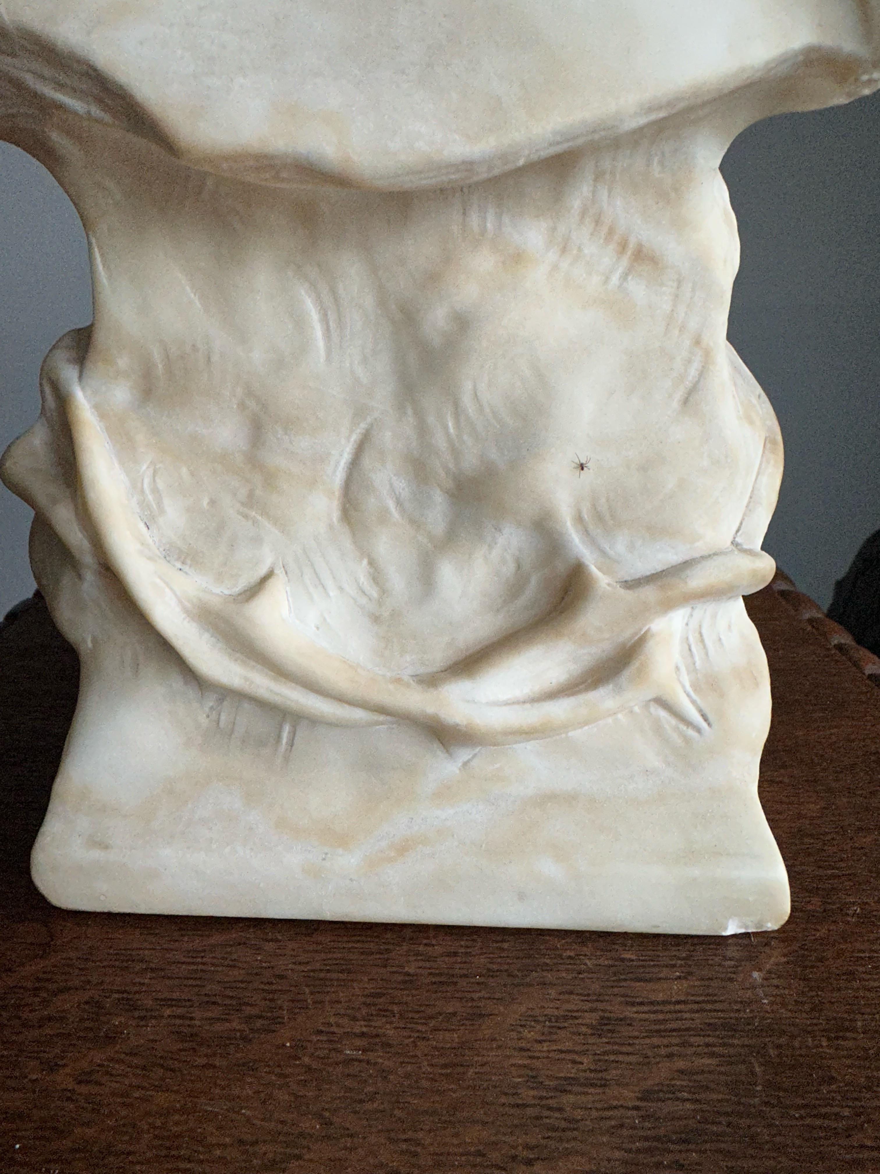 Antique, Early 1900 Large Hand Carved Alabaster Sculpture / Bust of Jesus Christ For Sale 5