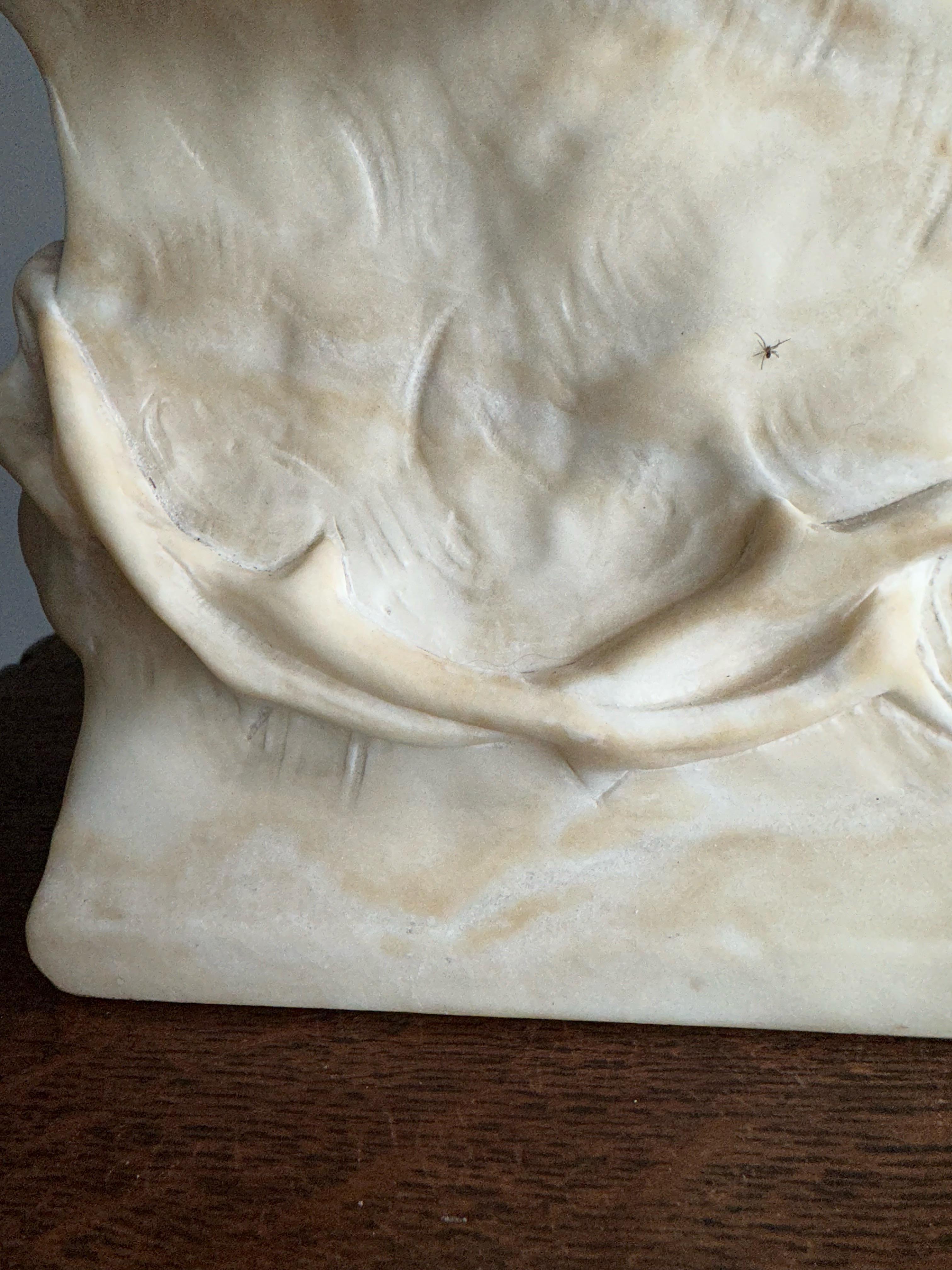 Antique, Early 1900 Large Hand Carved Alabaster Sculpture / Bust of Jesus Christ For Sale 11