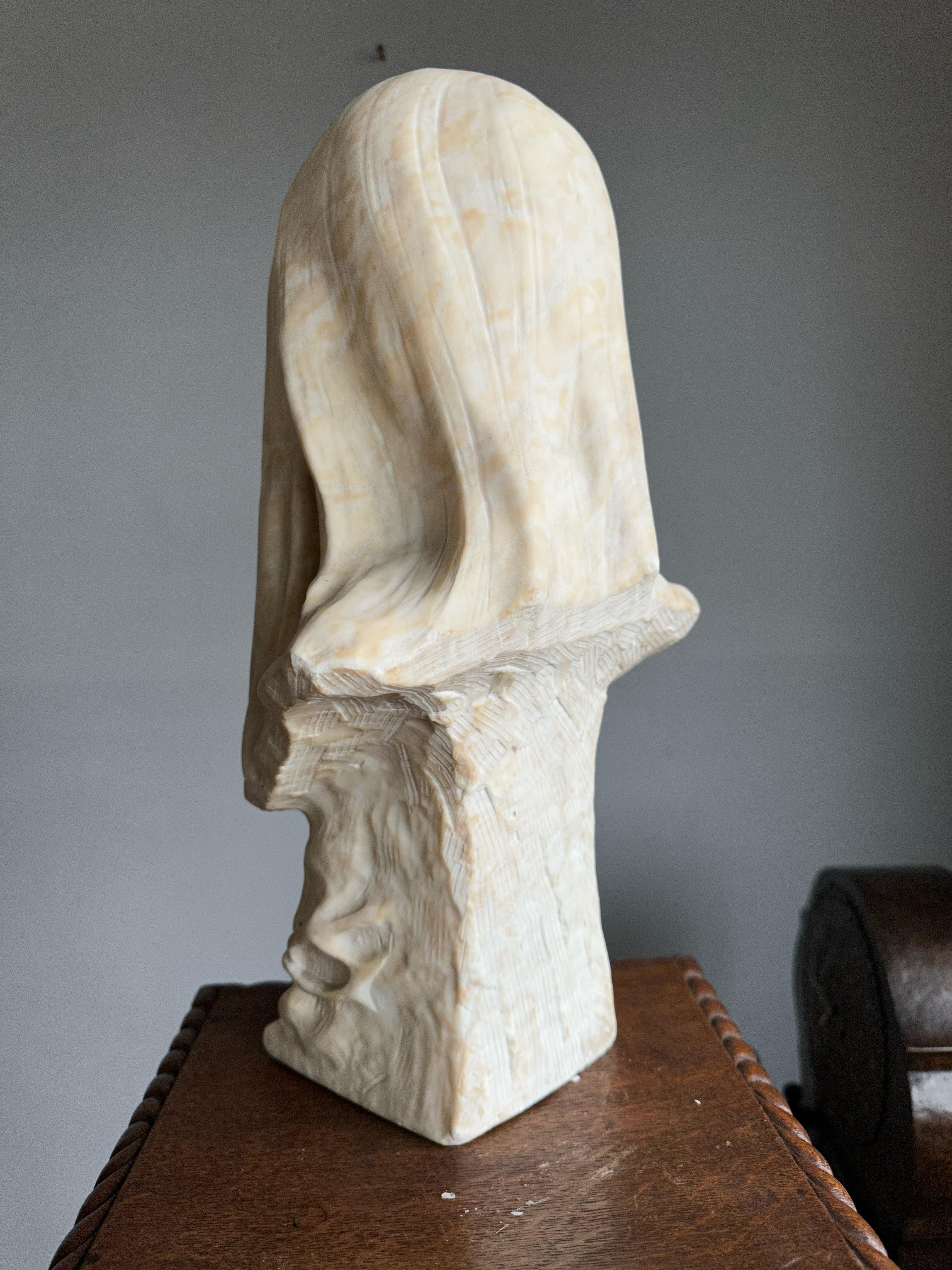 Antique, Early 1900 Large Hand Carved Alabaster Sculpture / Bust of Jesus Christ For Sale 2