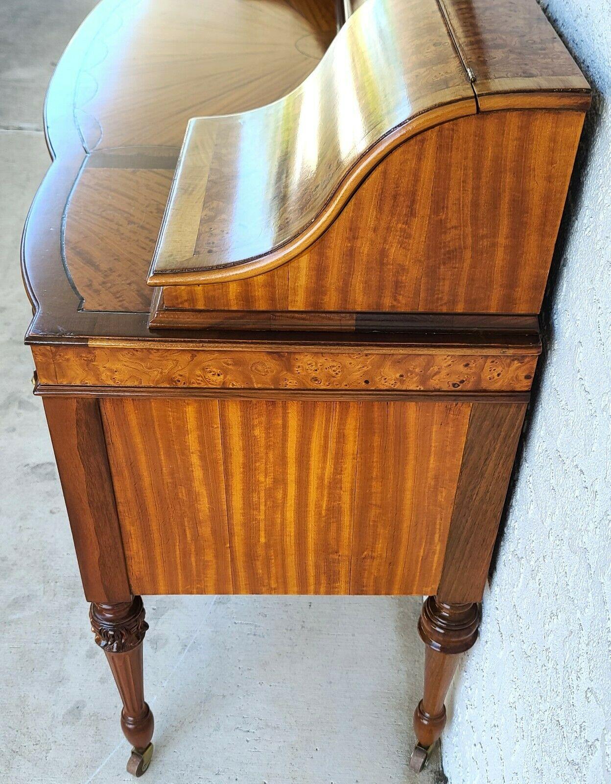Antique Early 1900s Art Nouveau Amboyna Burl Hand Carved Walnut Vanity Table In Good Condition In Lake Worth, FL