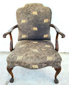 Antique Early 1900s French Louis XV Hand Carved Walnut Armchair