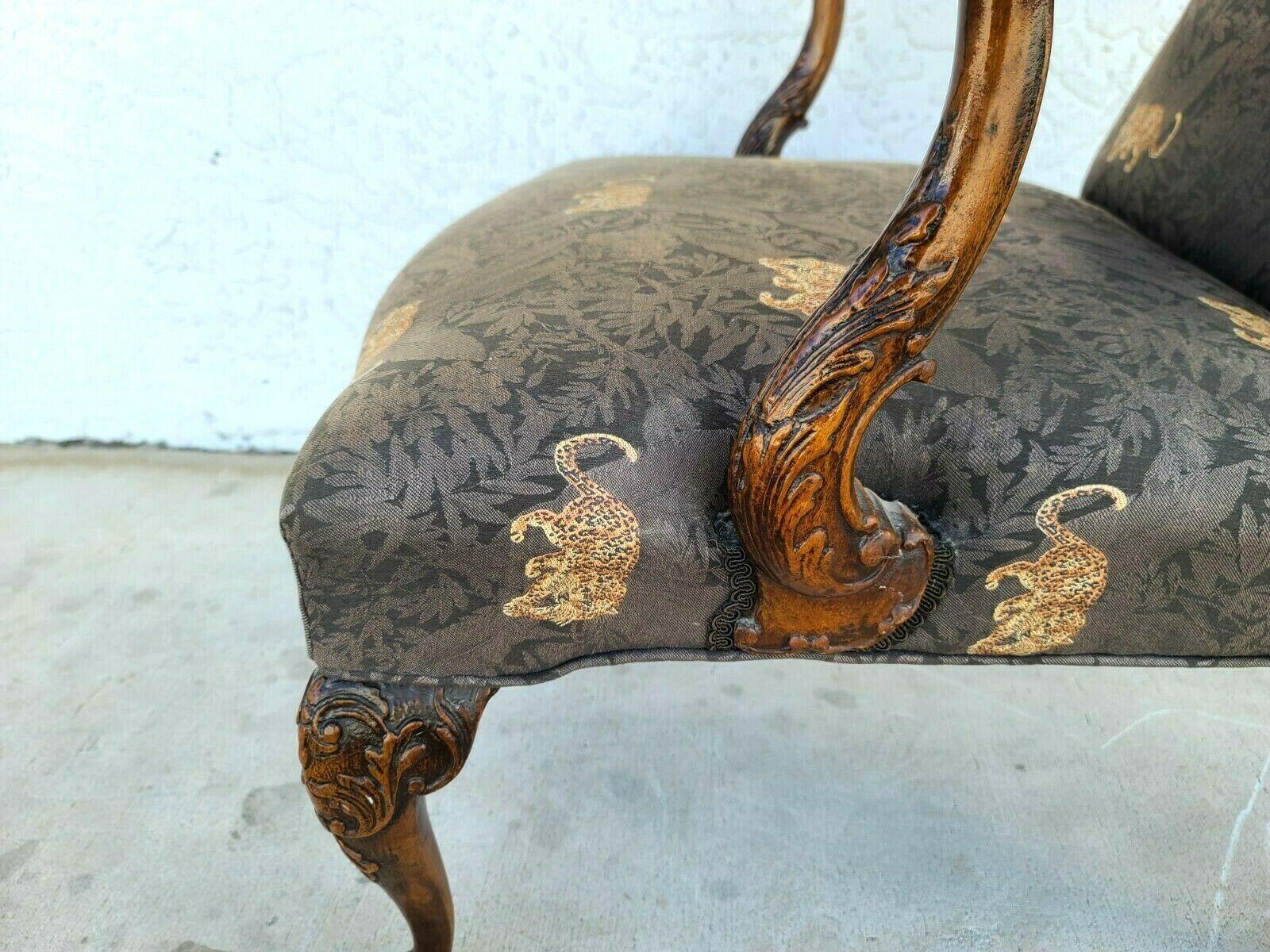 Antique Early 1900s French Louis XV Hand Carved Walnut Armchair 1