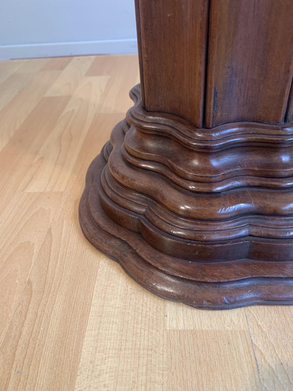 Antique Early 1900s Hand Carved Mahogany Wooden Layered Pedestal Display Stand 2