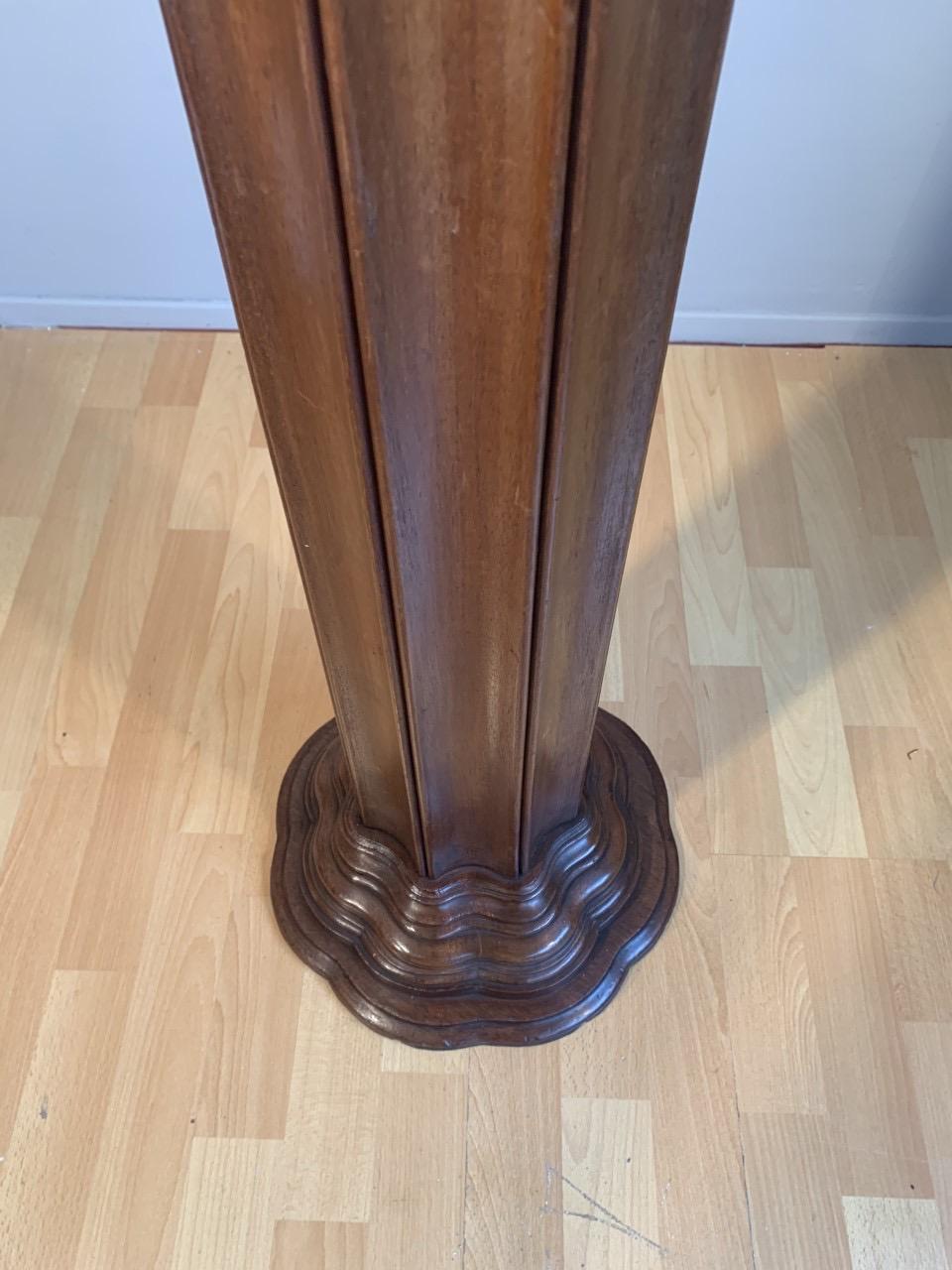 Antique Early 1900s Hand Carved Mahogany Wooden Layered Pedestal Display Stand 5