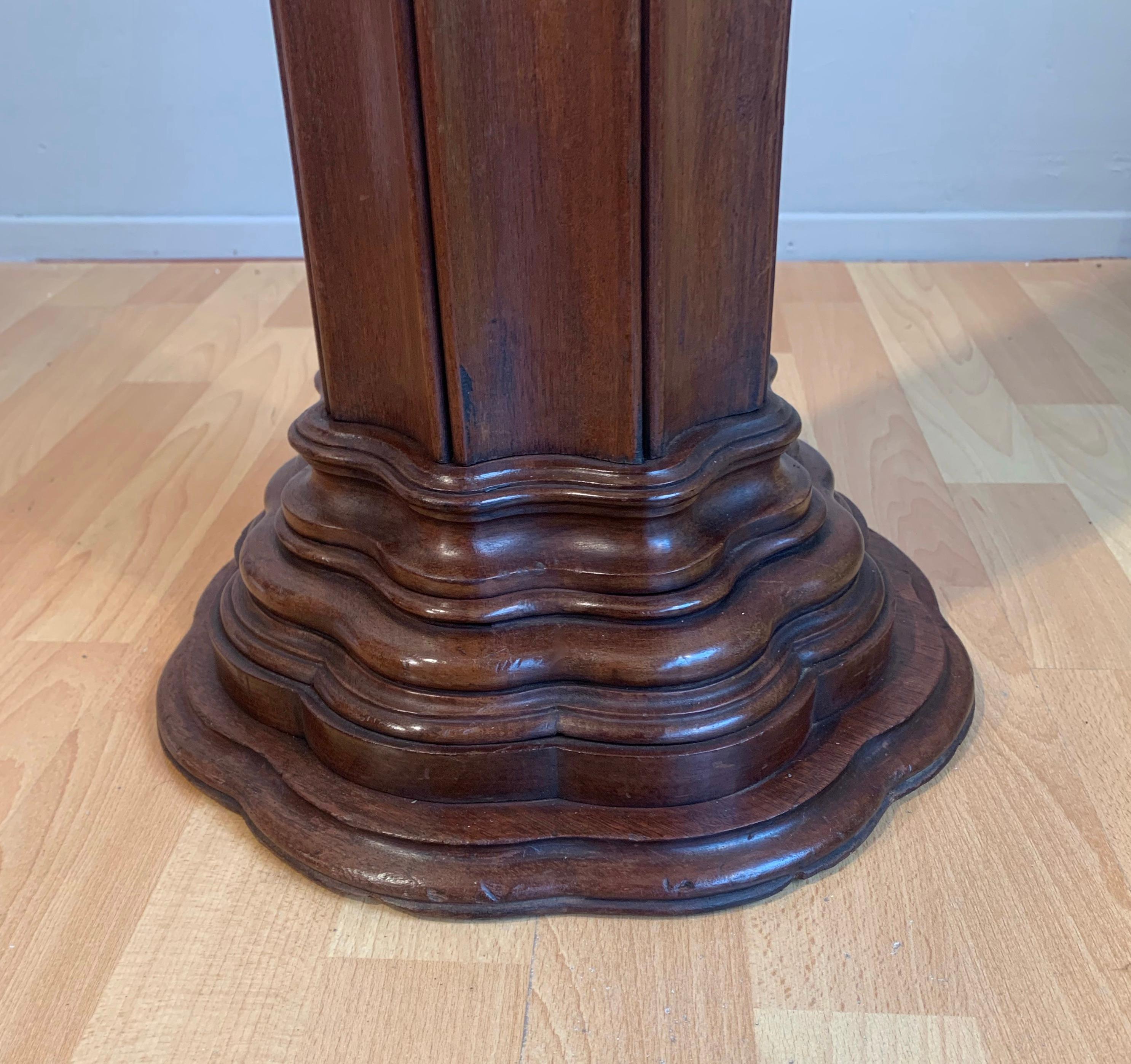 Antique Early 1900s Hand Carved Mahogany Wooden Layered Pedestal Display Stand 3