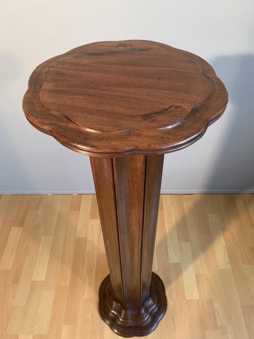 Antique Early 1900s Hand Carved Mahogany Wooden Layered Pedestal Display Stand 6