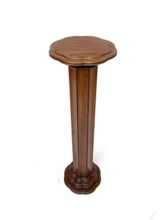 Antique Early 1900s Hand Carved Mahogany Wooden Layered Pedestal Display Stand