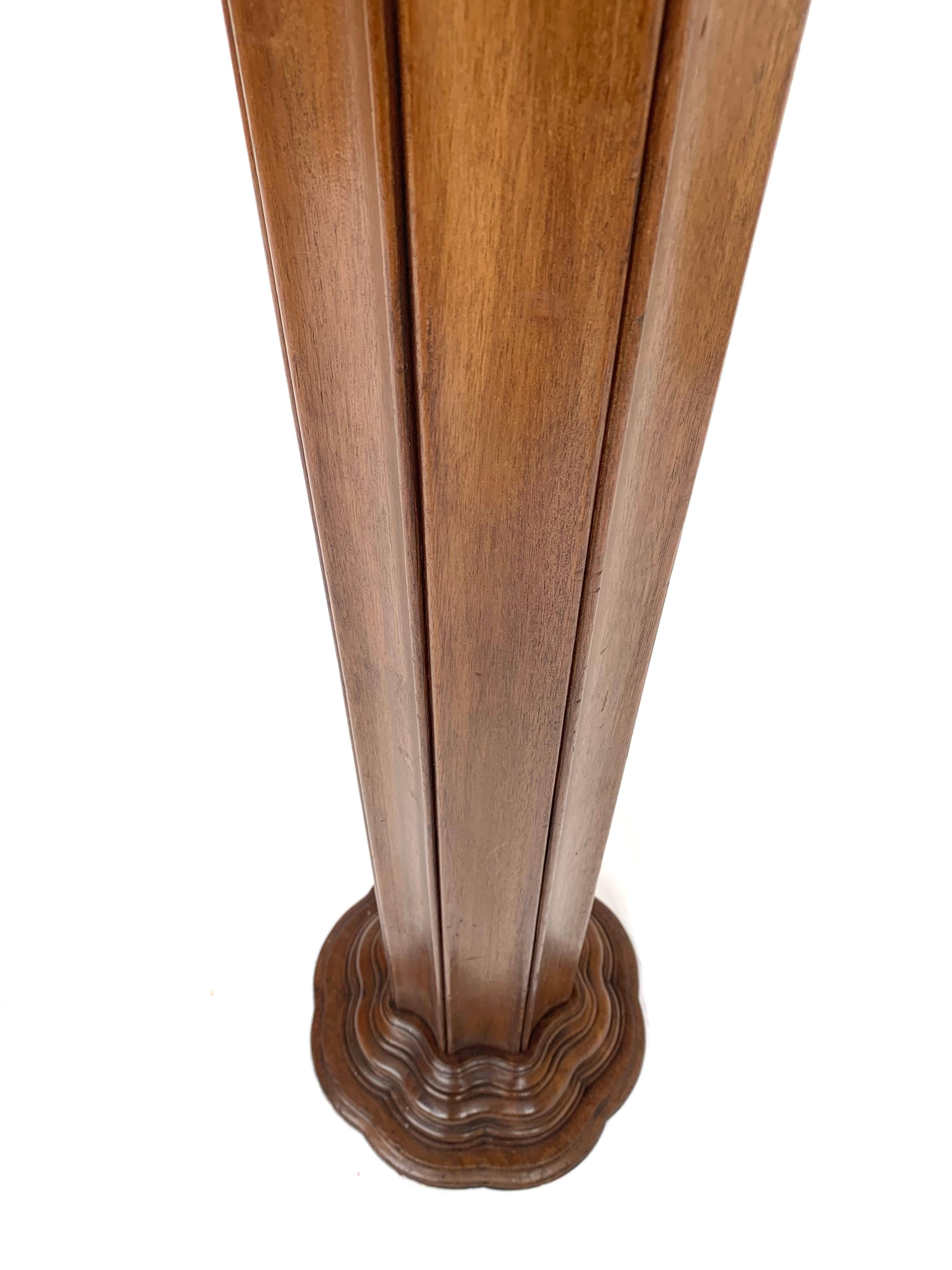 20th Century Antique Early 1900s Hand Carved Mahogany Wooden Layered Pedestal Display Stand