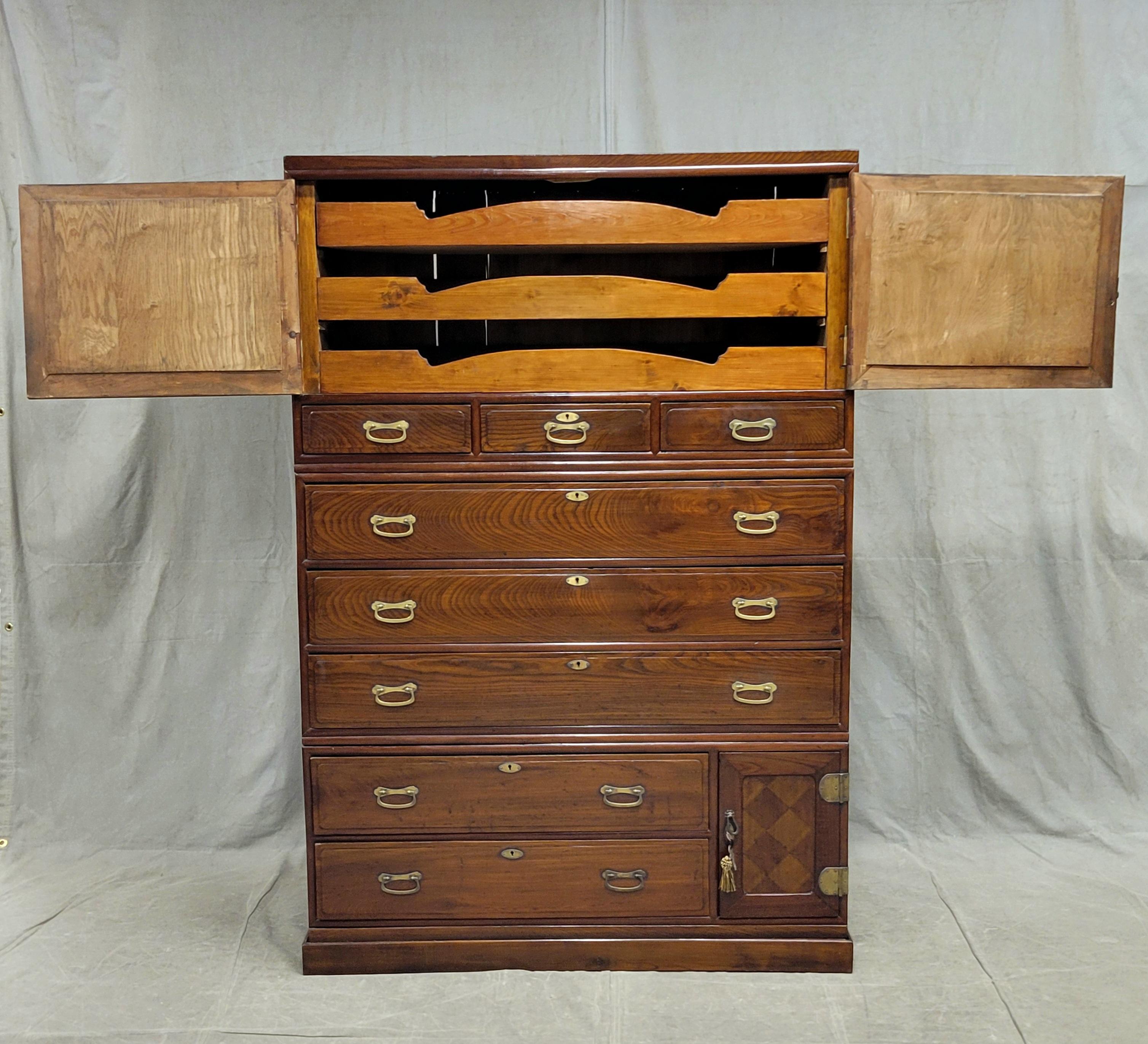 Hand-Crafted Vintage Large Korean (In the Japanese Style) 14 Drawer Tansu Chest For Sale