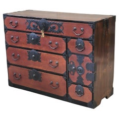 Antique Early 1900s Meiji Period Japanese Tansu Chest