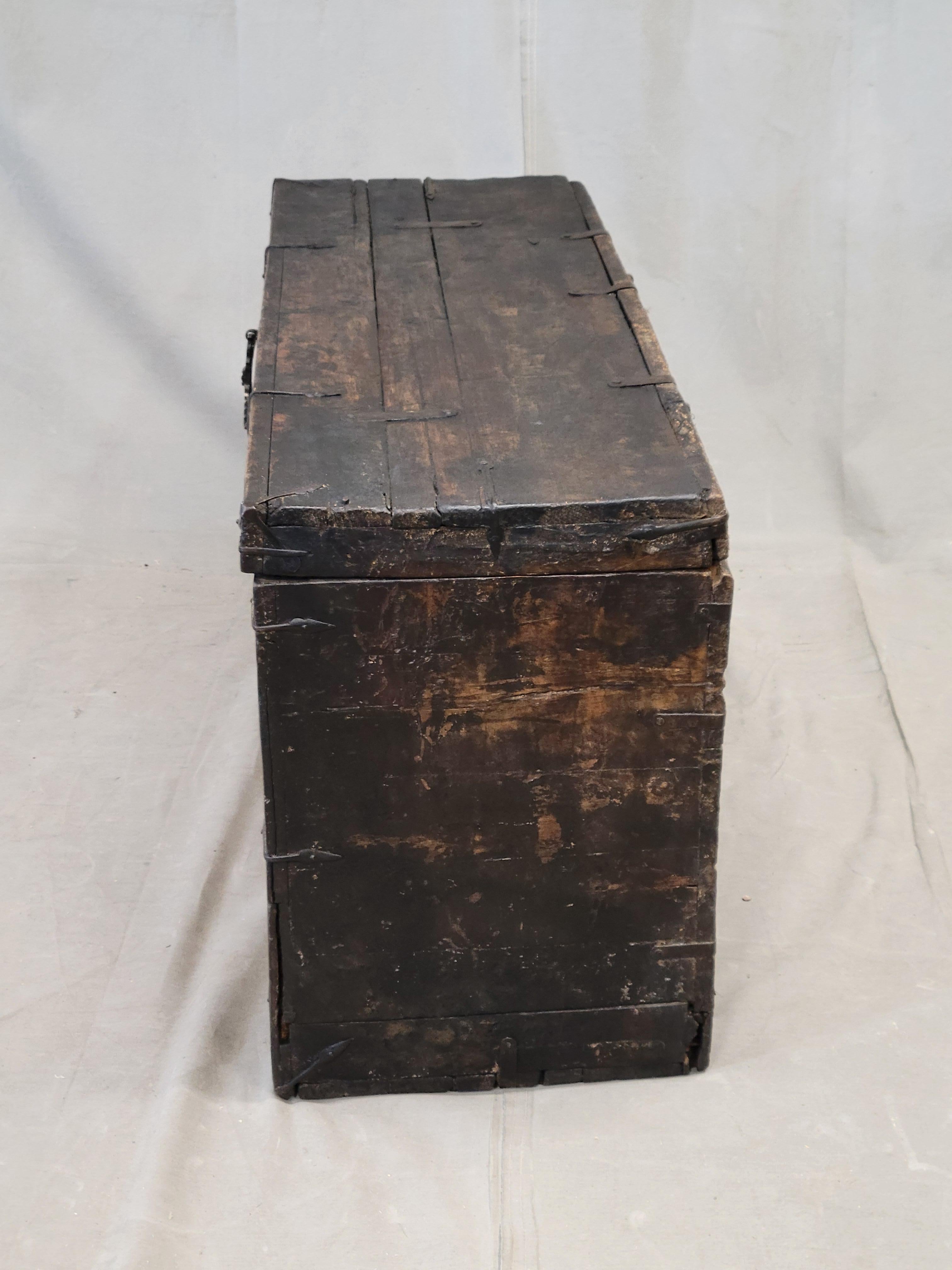 Antique Early 1900s Tibetan Trunk With Original Paint in Flaming Jewel Motif 6
