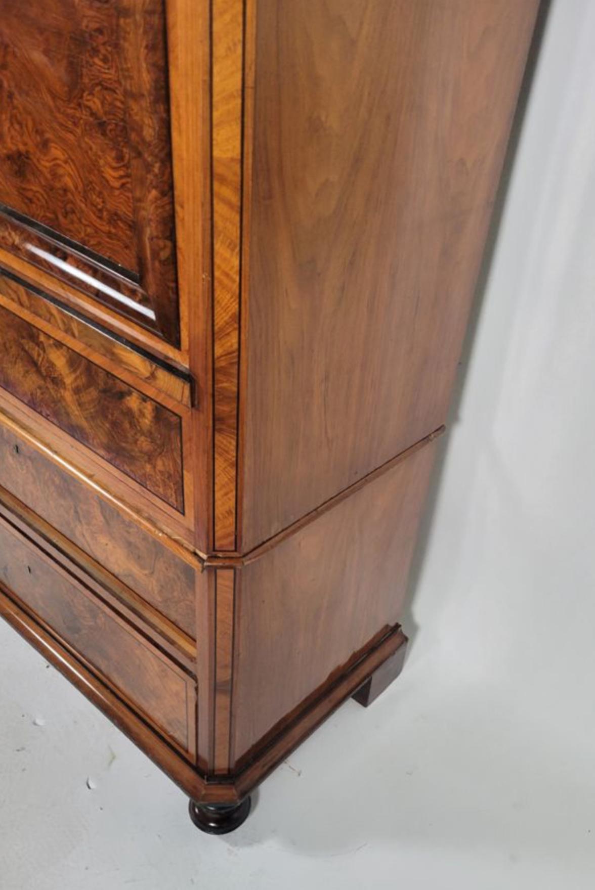 Antique Early 19c Biedermeier Burl Walnut Secretary Desk 1